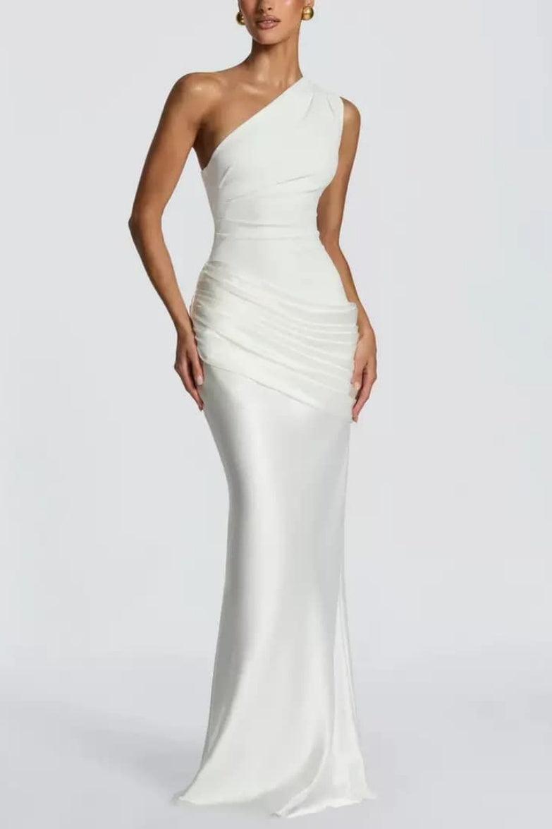 Trumpet-Mermaid Floor-length Elastic Cloth Stretch Satin Wedding Guest Dress CG0333