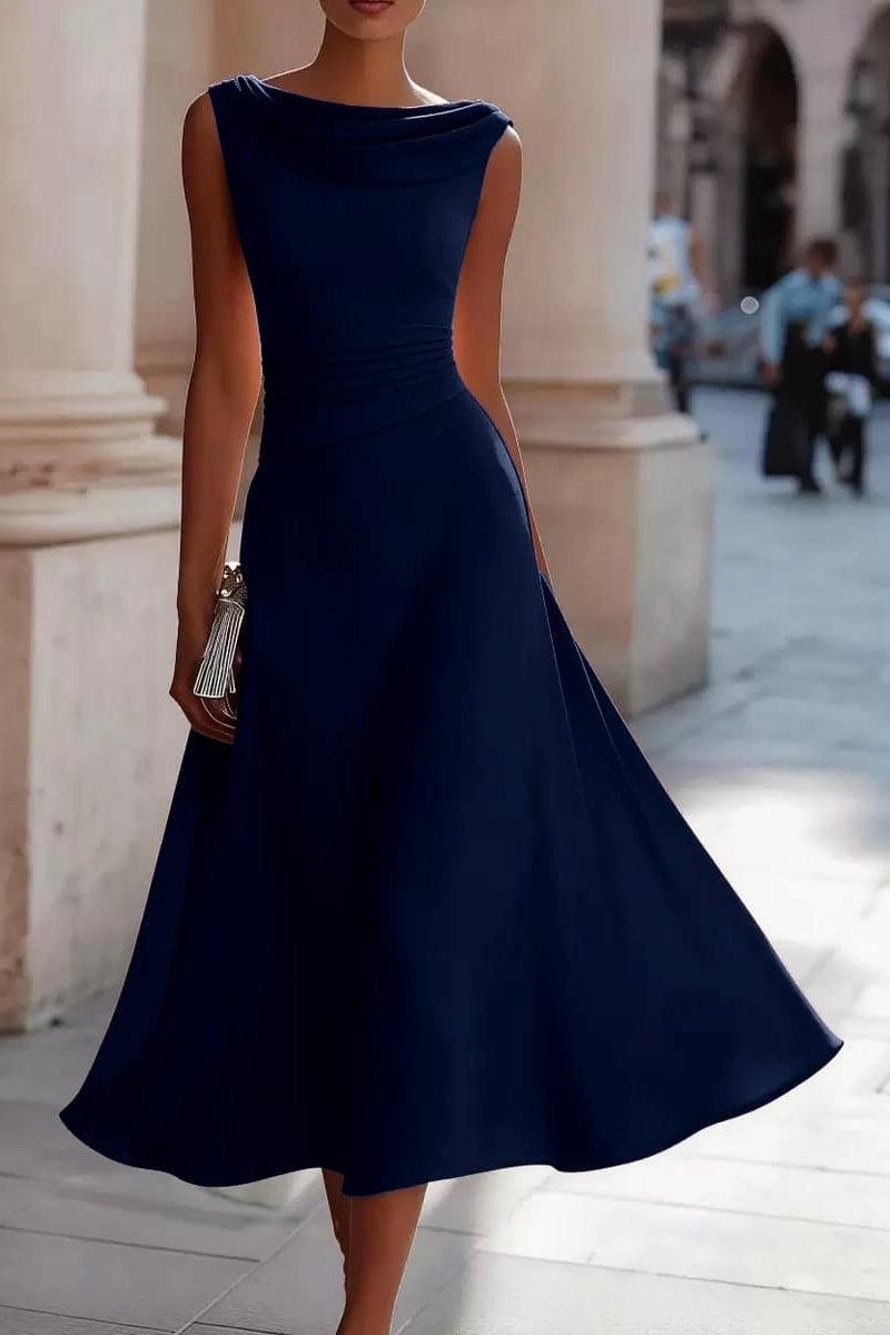A-Line Tea Length Elastic Cloth Wedding Guest Dress CG0335