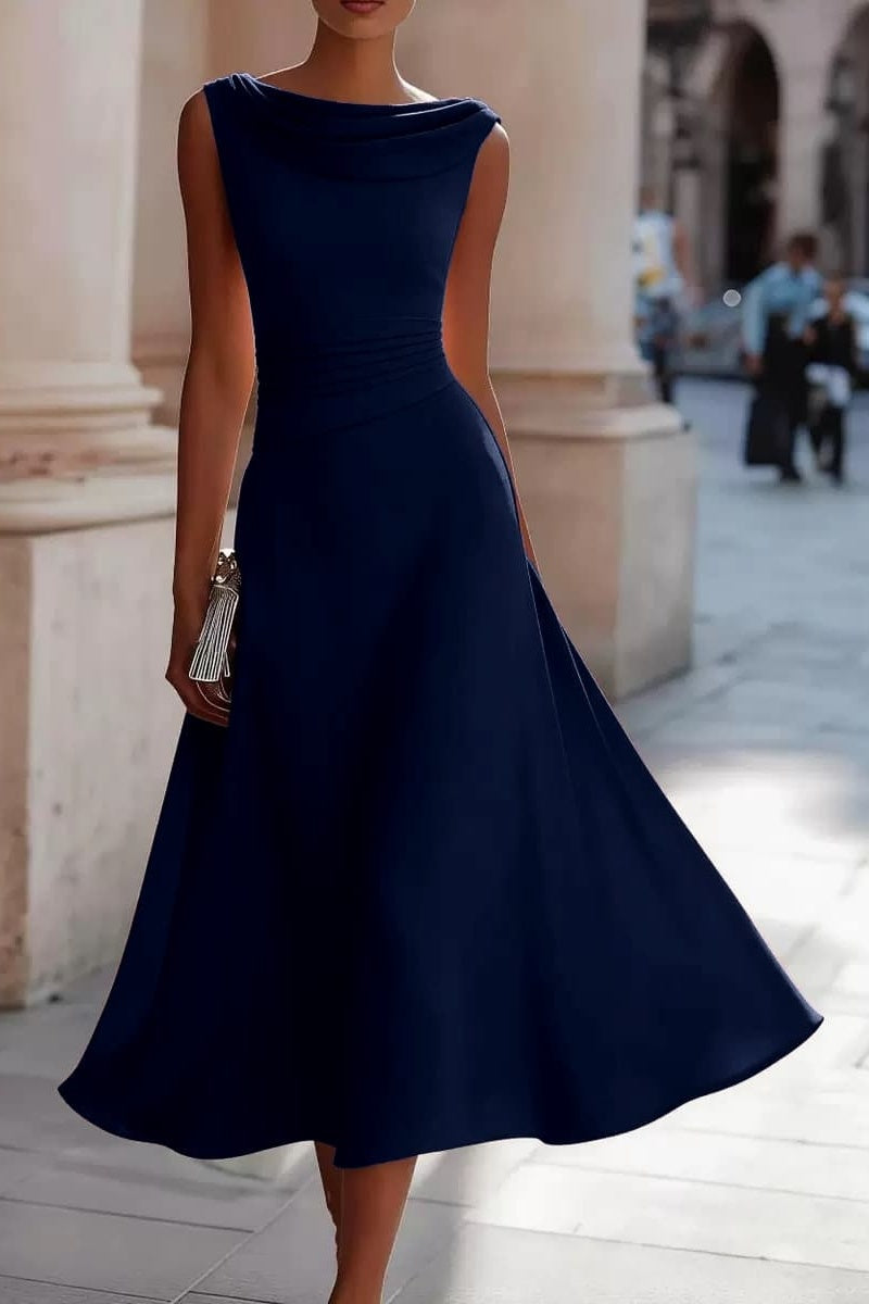 A-Line Tea Length Elastic Cloth Wedding Guest Dress CG0335