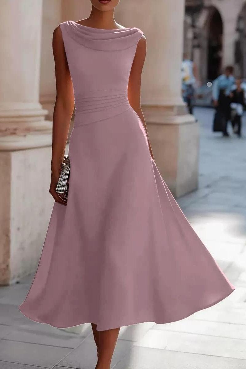 A-Line Tea Length Elastic Cloth Wedding Guest Dress CG0335