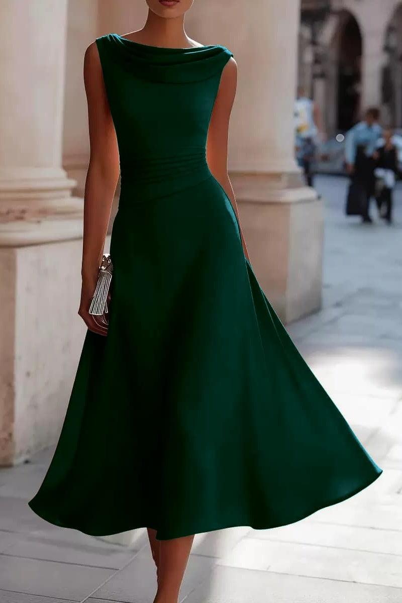A-Line Tea Length Elastic Cloth Wedding Guest Dress CG0335