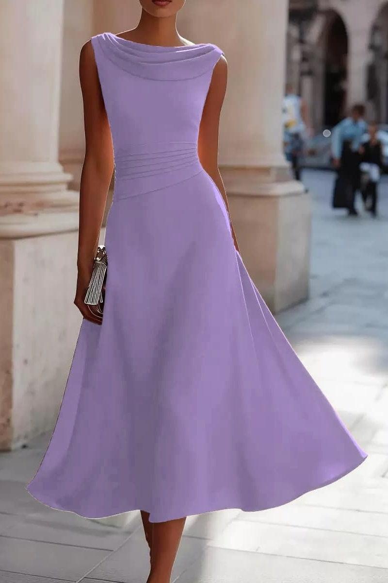 A-Line Tea Length Elastic Cloth Wedding Guest Dress CG0335