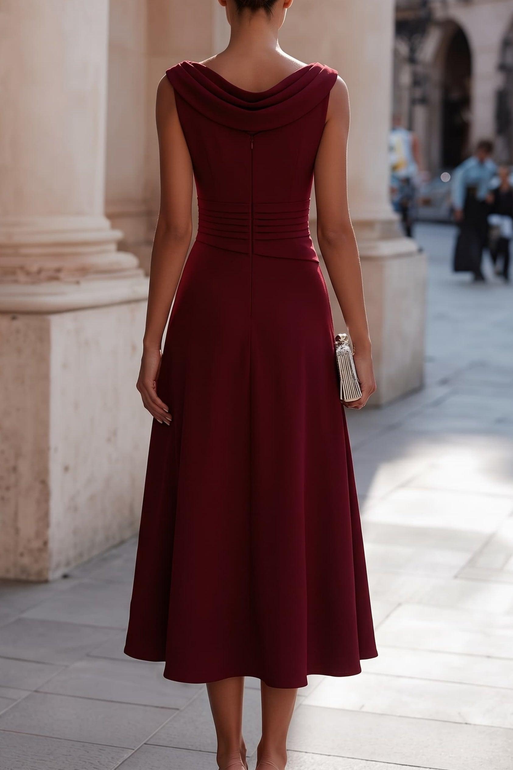 A-Line Tea Length Elastic Cloth Wedding Guest Dress CG0335