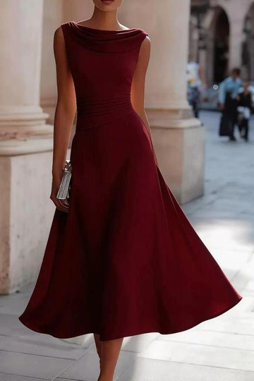 A-Line Tea Length Elastic Cloth Wedding Guest Dress CG0335