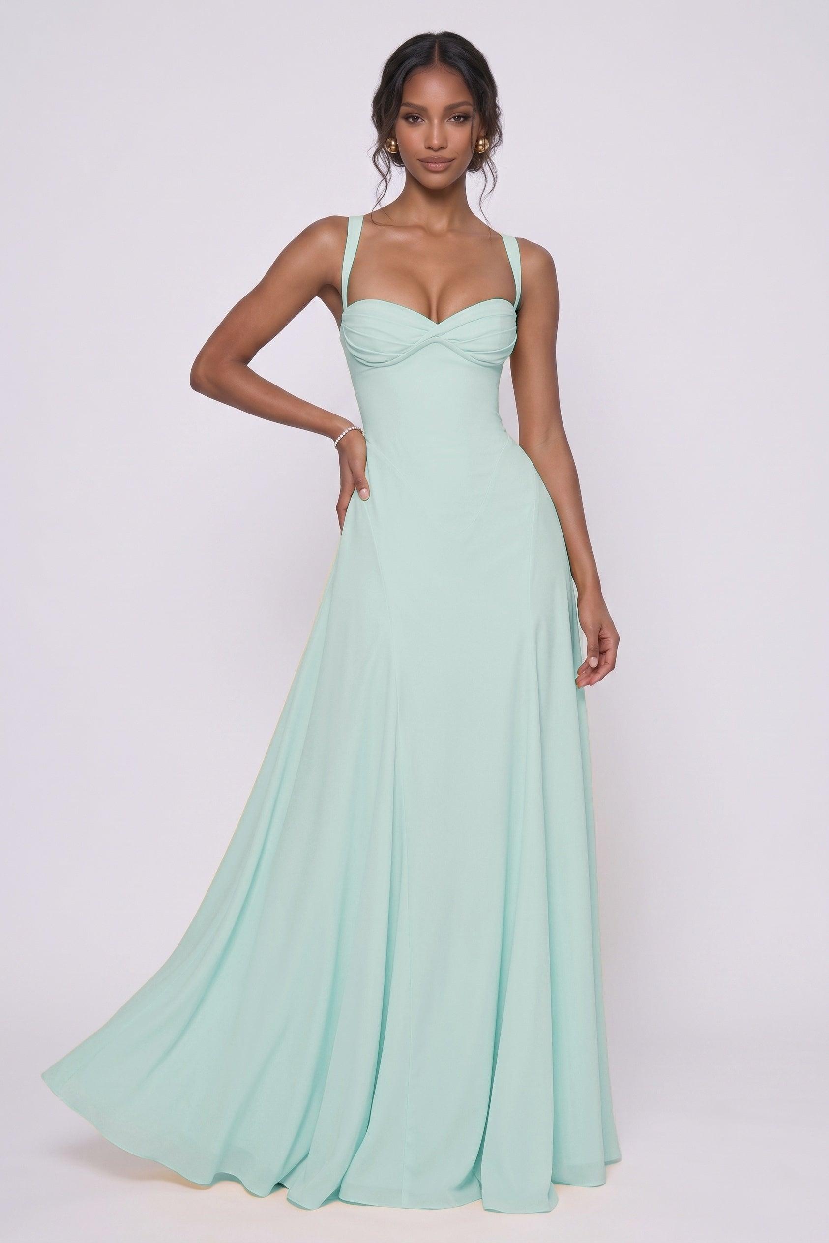 A-Line Maxi Stretch Chiffon Wedding Guest Dress CG0336