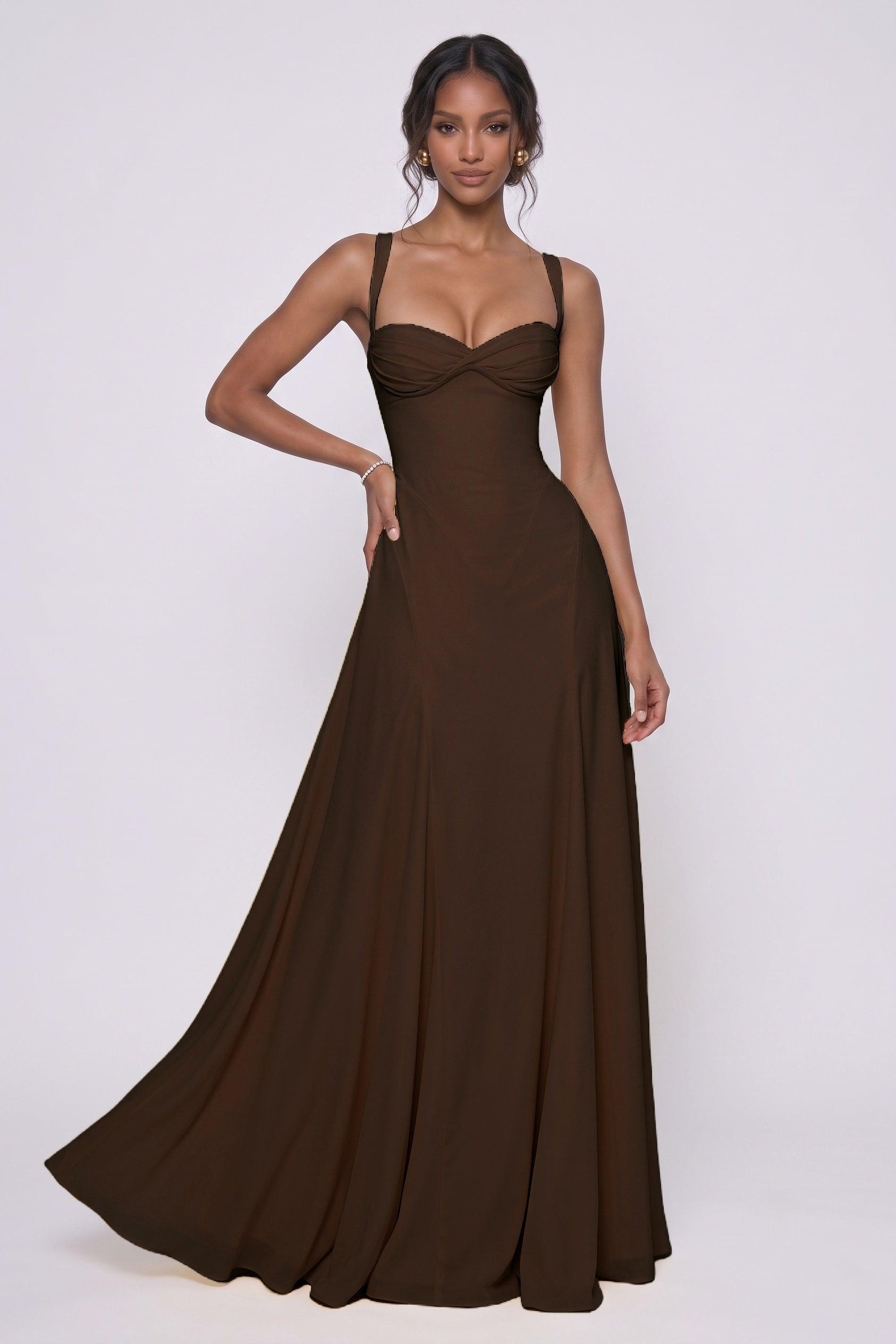 A-Line Maxi Stretch Chiffon Wedding Guest Dress CG0336