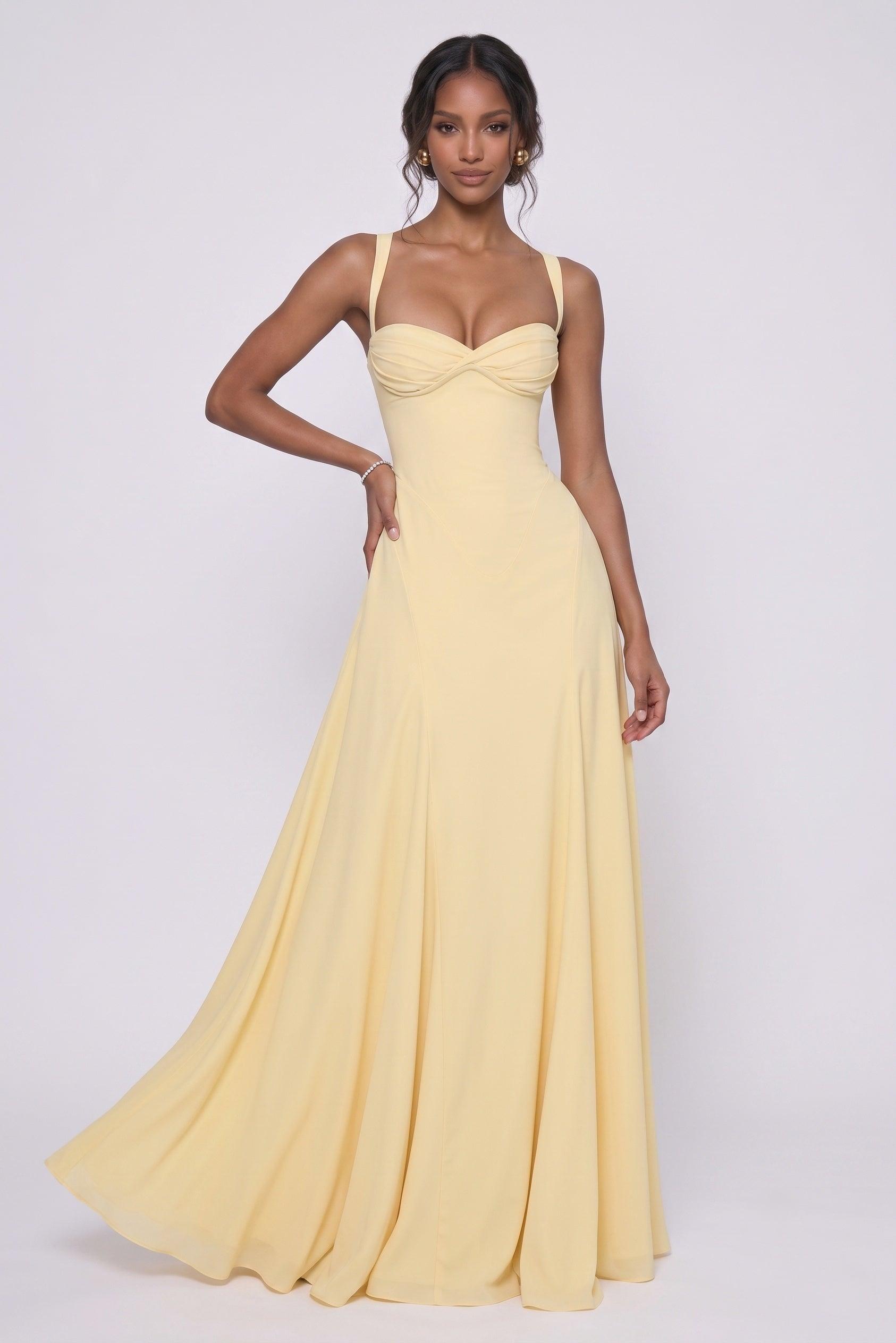 A-Line Maxi Stretch Chiffon Wedding Guest Dress CG0336