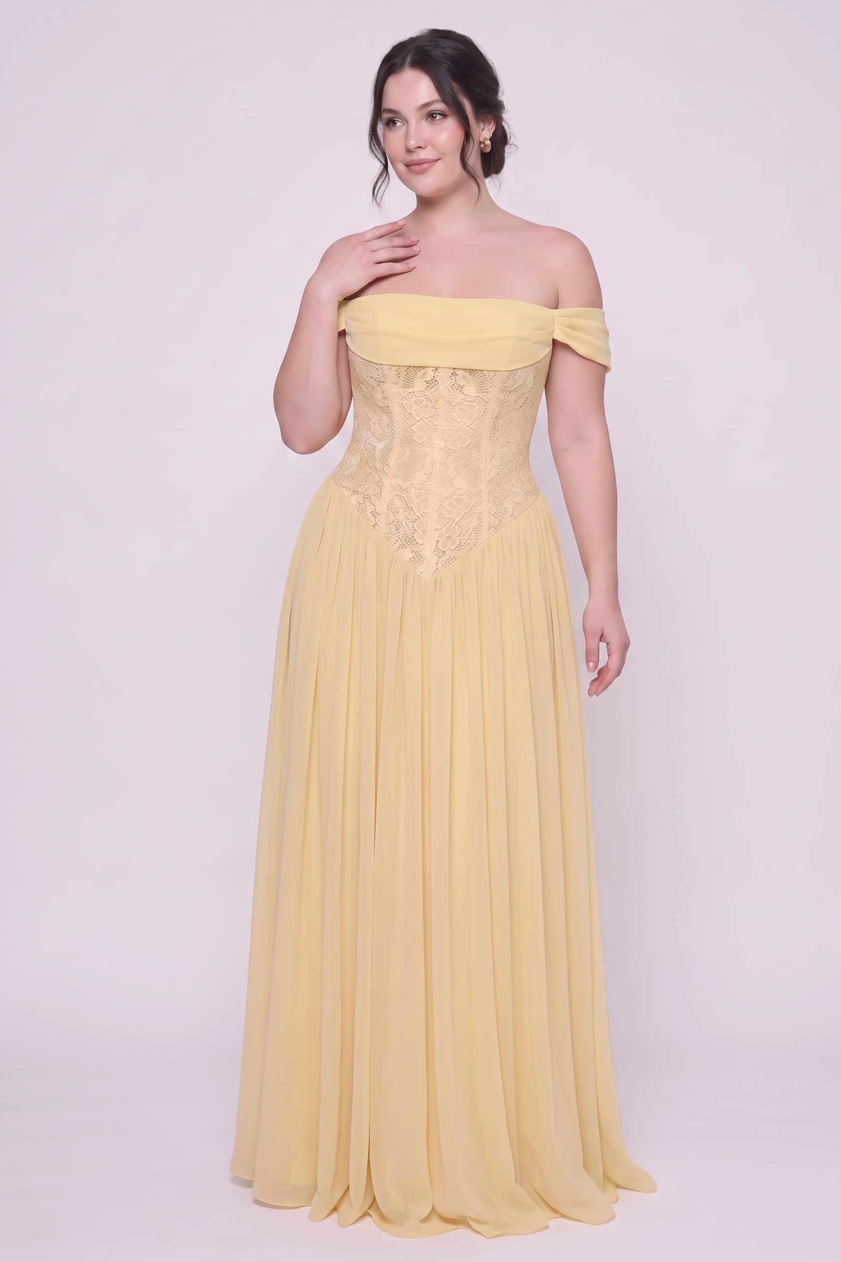 A-Line Floor-length Chiffon Lace Bridesmaid Dress CG0338BM