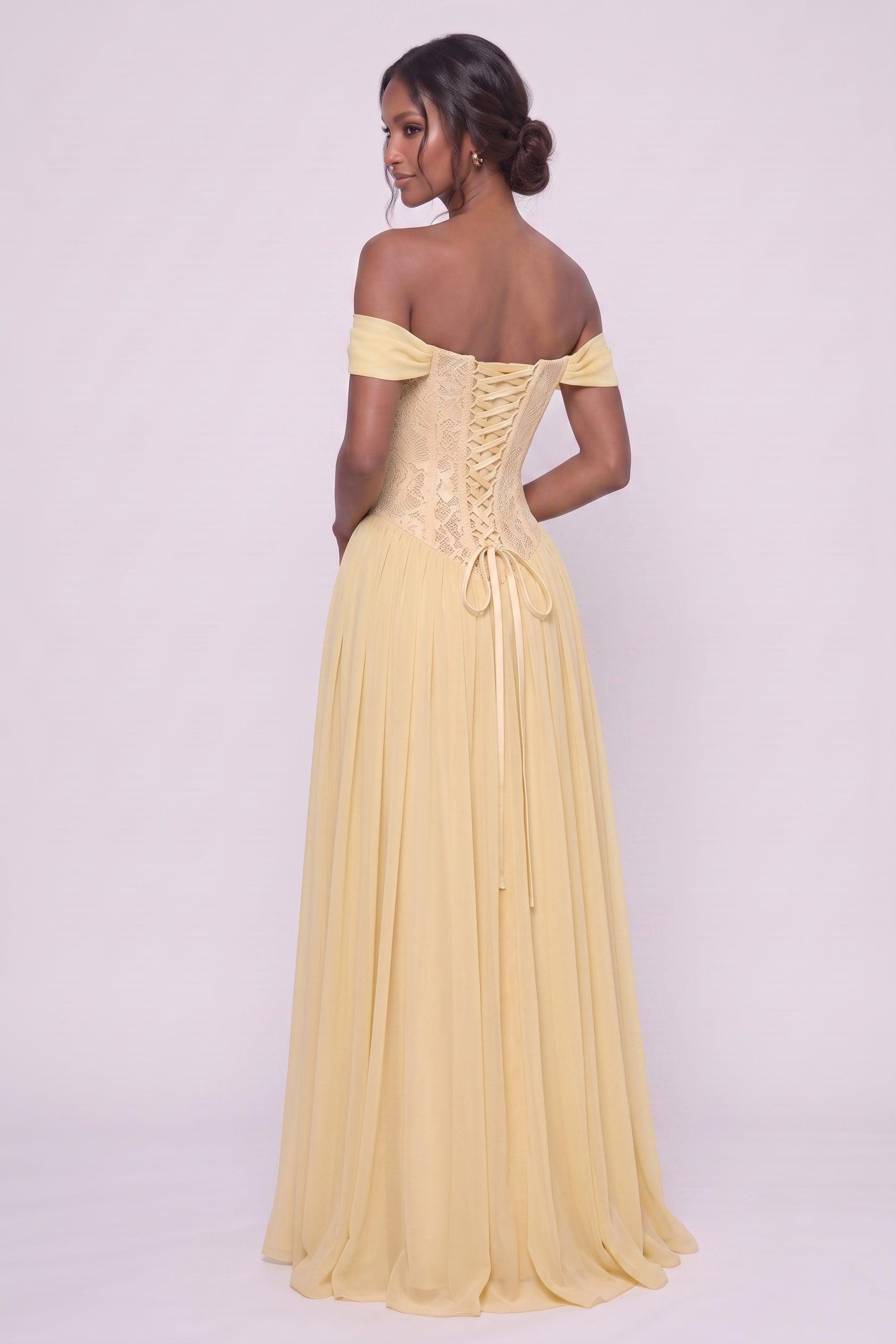A-Line Floor-length Chiffon Lace Wedding Guest Dress CG0338