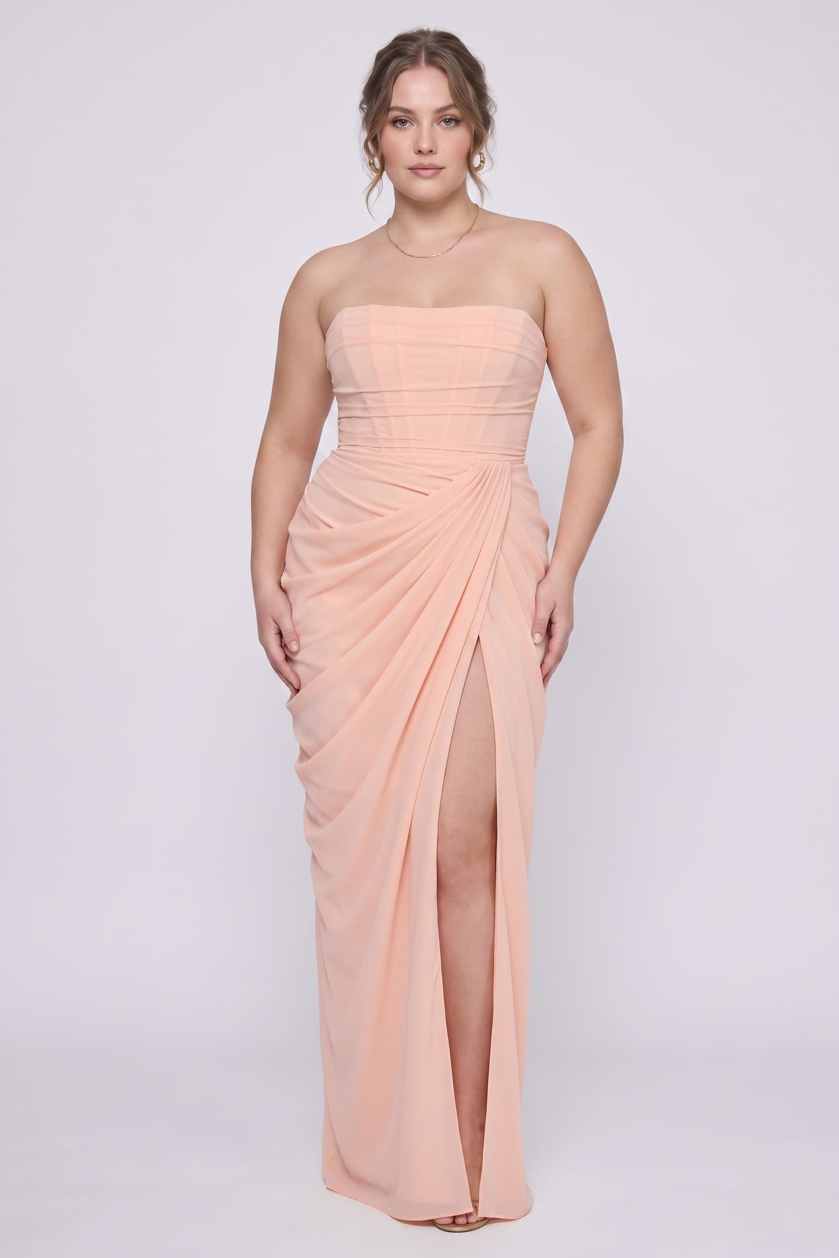 Sheath-Column Maxi Stretch Chiffon Bridesmaid Dress CG0339BM