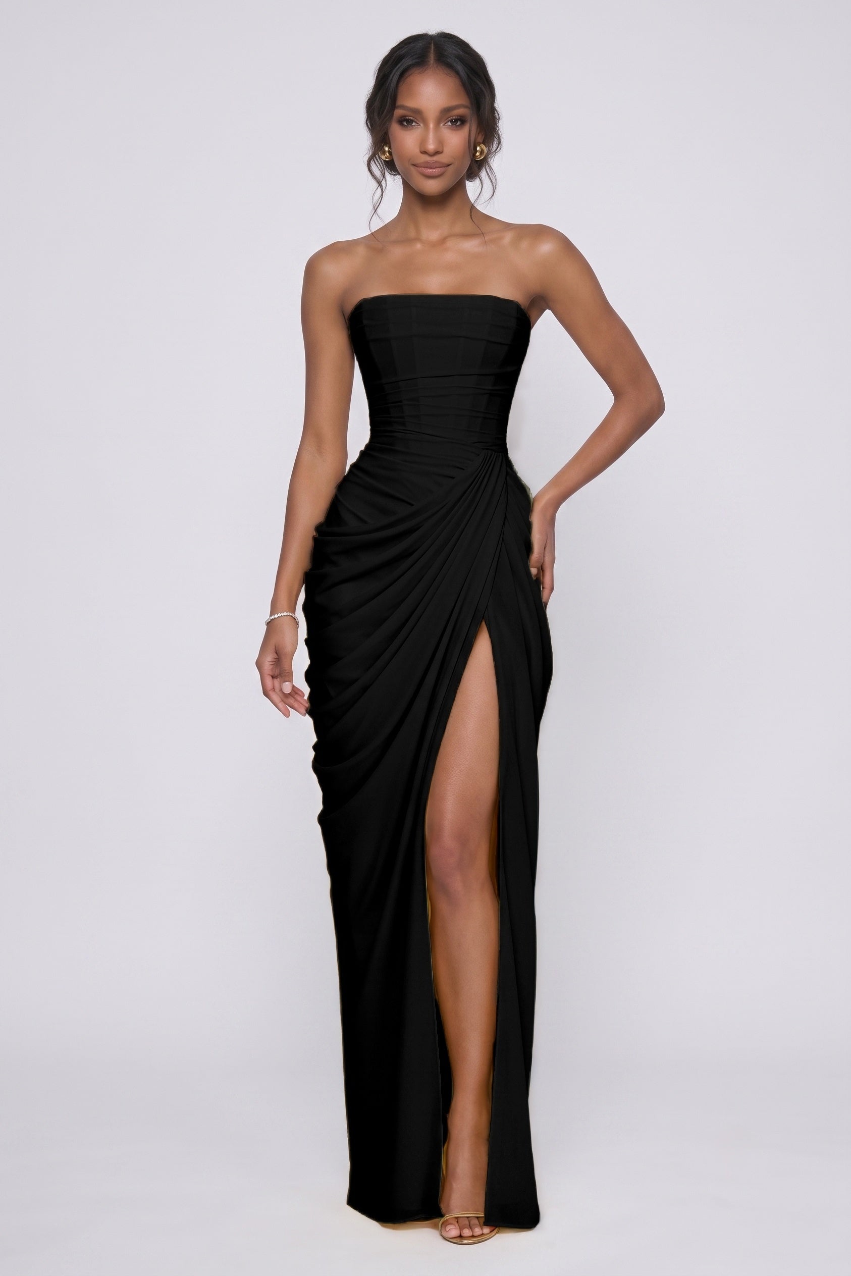 Sheath-Column Maxi Stretch Chiffon Wedding Guest Dress CG0339