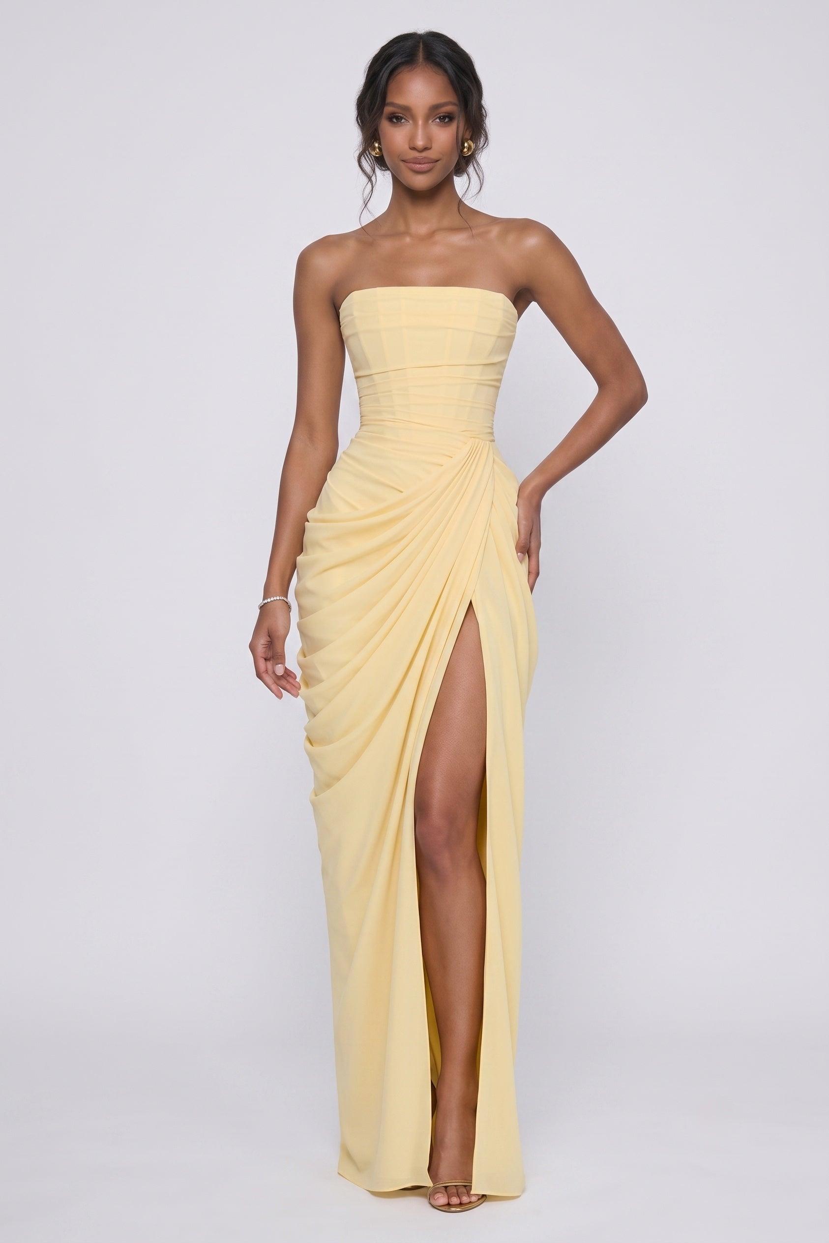 Sheath-Column Maxi Stretch Chiffon Wedding Guest Dress CG0339