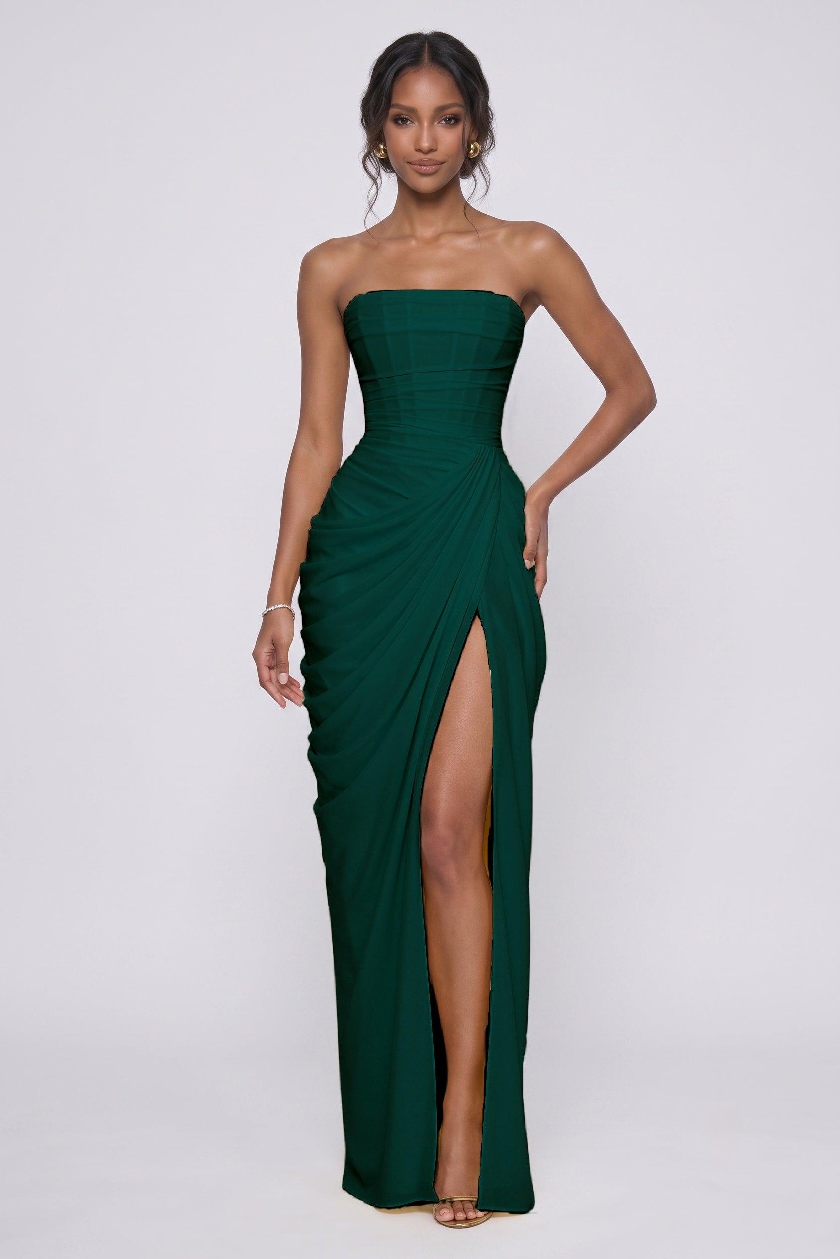 Sheath-Column Maxi Stretch Chiffon Bridesmaid Dress CG0339BM