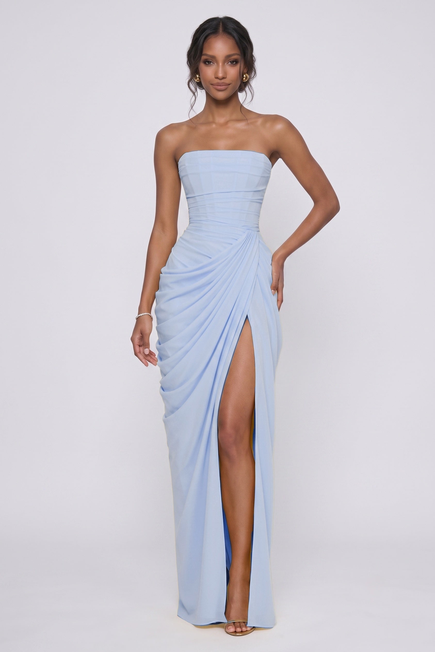 Sheath-Column Maxi Stretch Chiffon Wedding Guest Dress CG0339