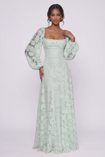 A-Line Maxi Chiffon Burnout Bridesmaid Dress CG0340BM
