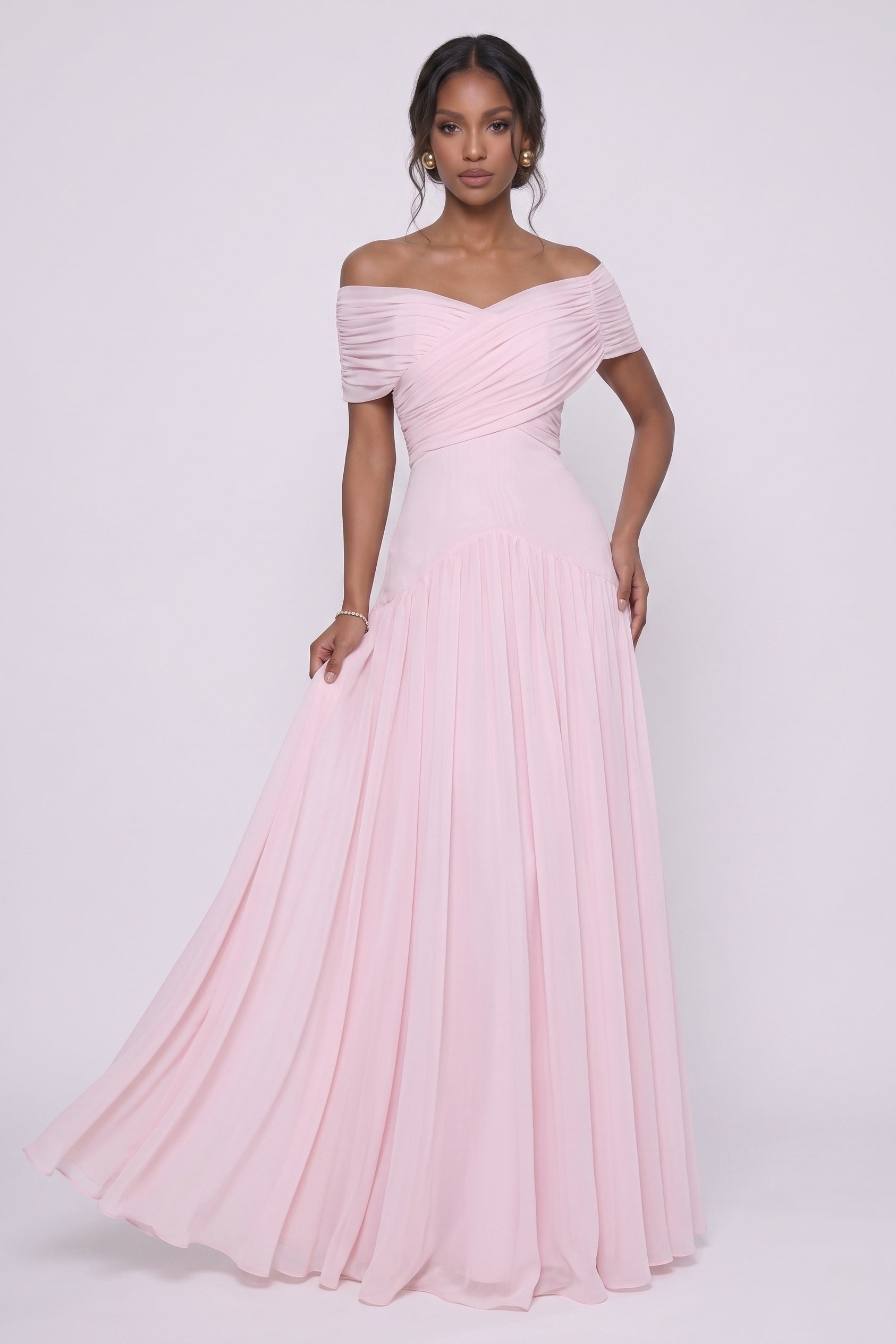 A-Line Maxi Chiffon Wedding Guest Dress CG0341