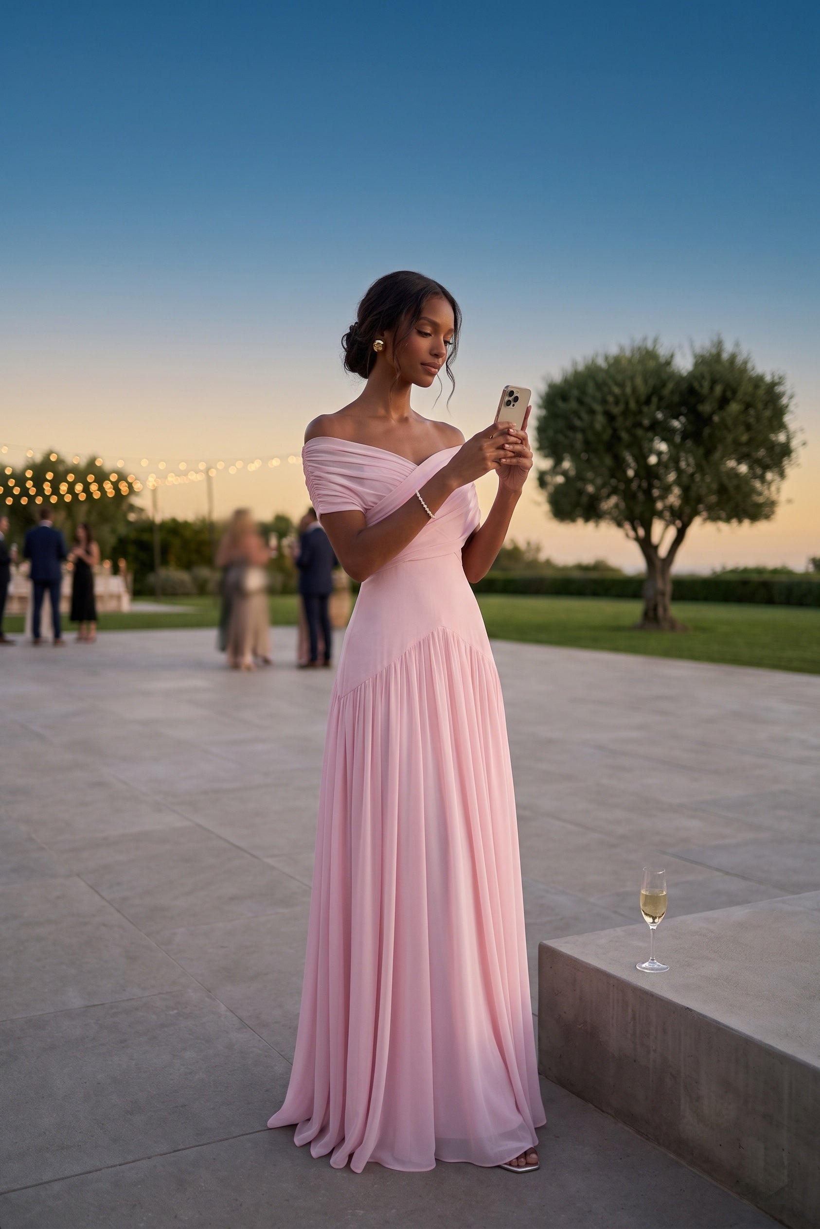 A-Line Maxi Chiffon Wedding Guest Dress CG0341