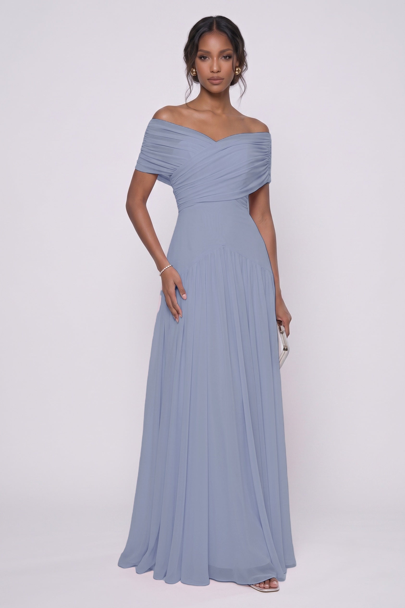 A-Line Maxi Chiffon Wedding Guest Dress CG0341