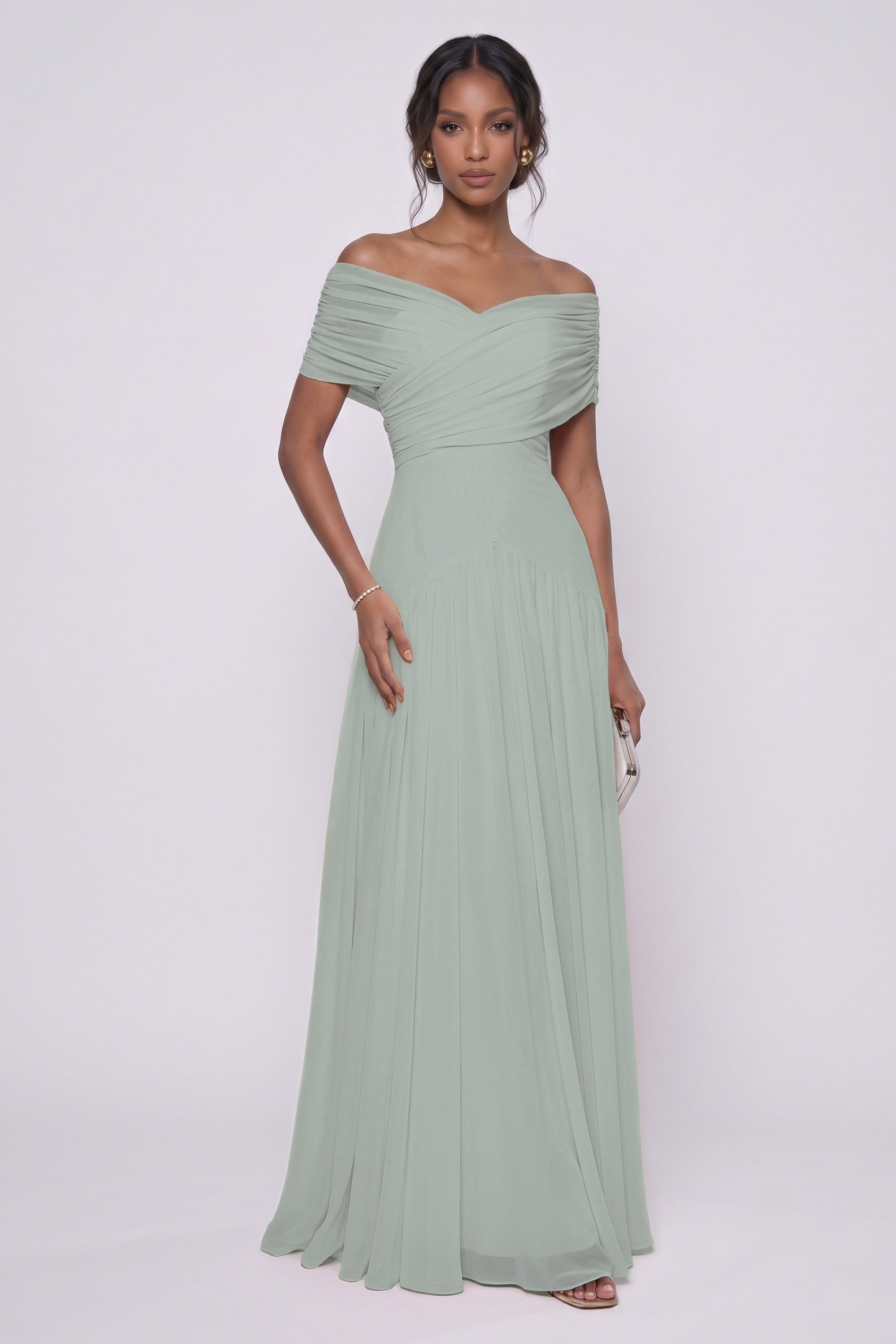 A-Line Maxi Chiffon Bridesmaid Dress CG0341BM