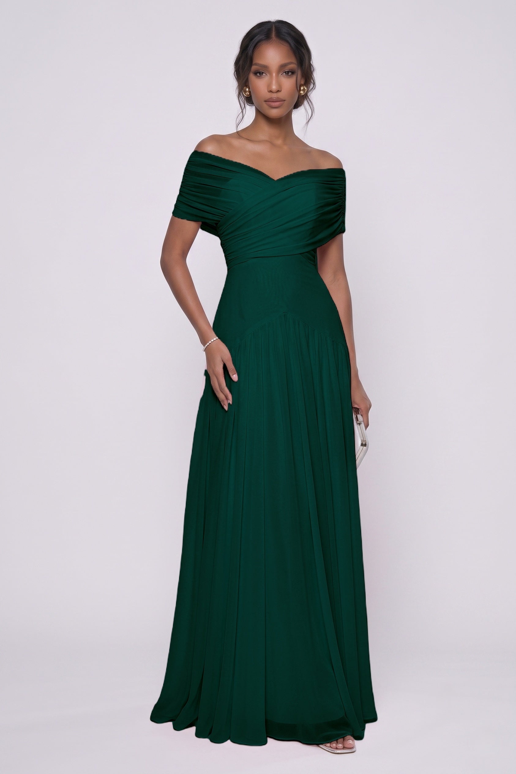 A-Line Maxi Chiffon Wedding Guest Dress CG0341