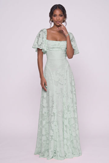 A-Line Maxi Chiffon Burnout Bridesmaid Dress CG0342BM