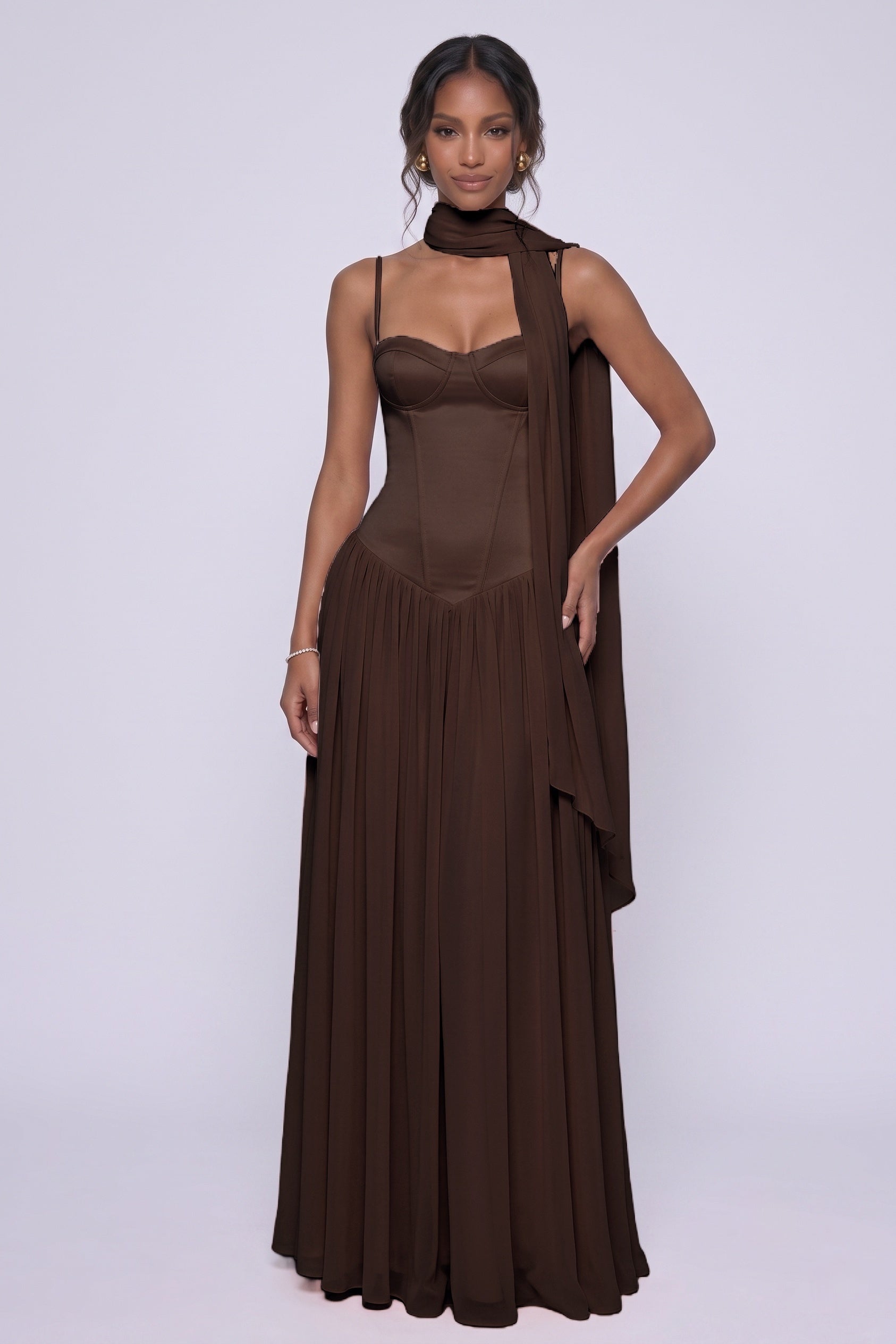 A-Line Maxi Chiffon Wedding Guest Dress CG0343