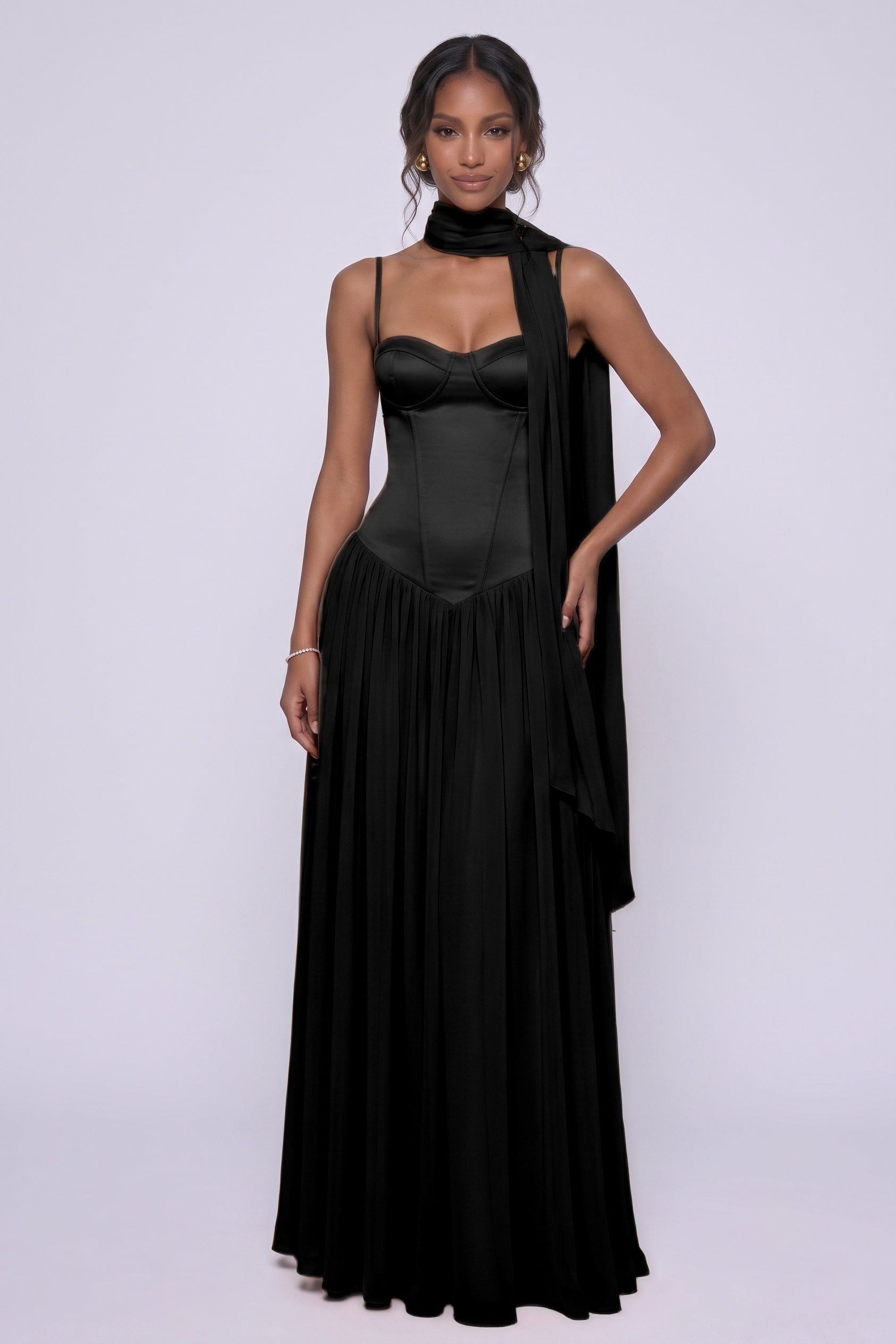 A-Line Maxi Chiffon Wedding Guest Dress CG0343
