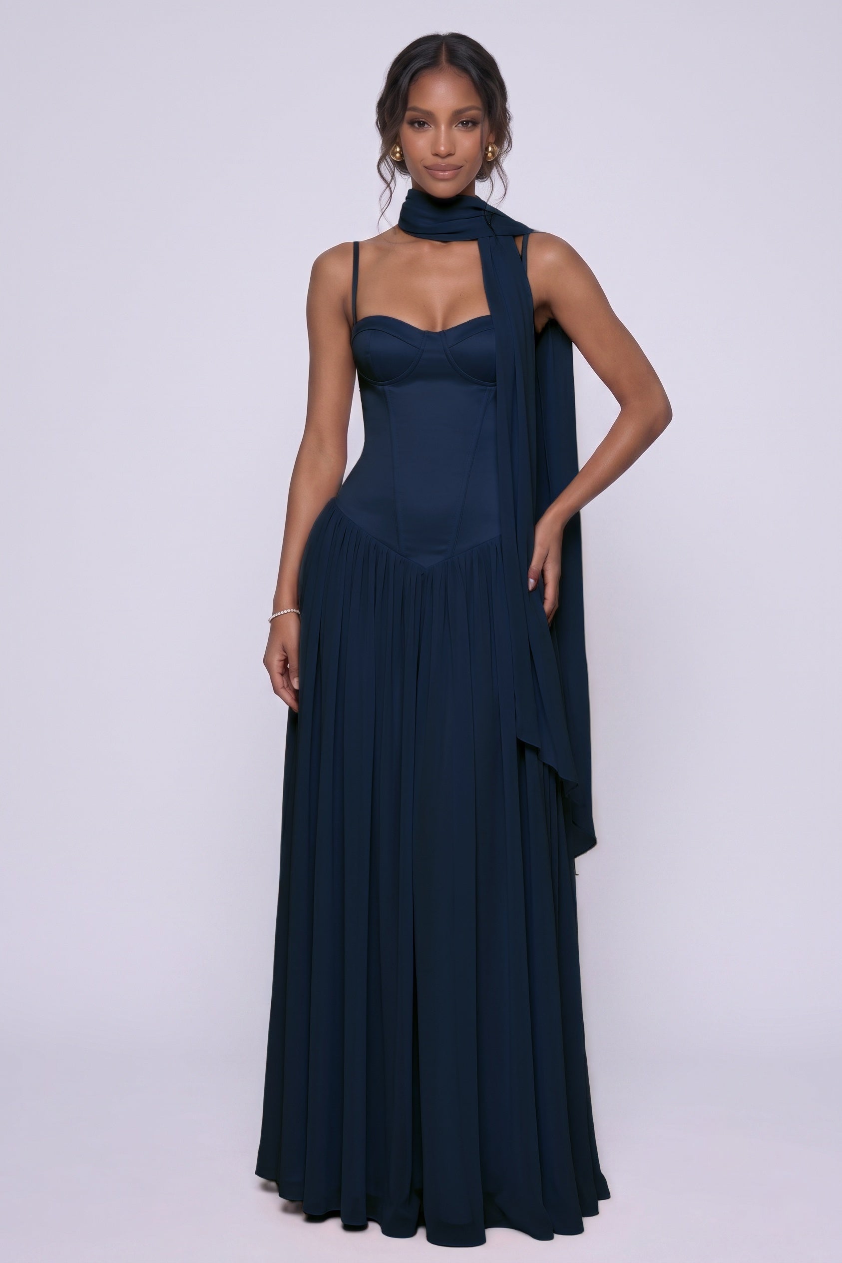 A-Line Maxi Chiffon Wedding Guest Dress CG0343