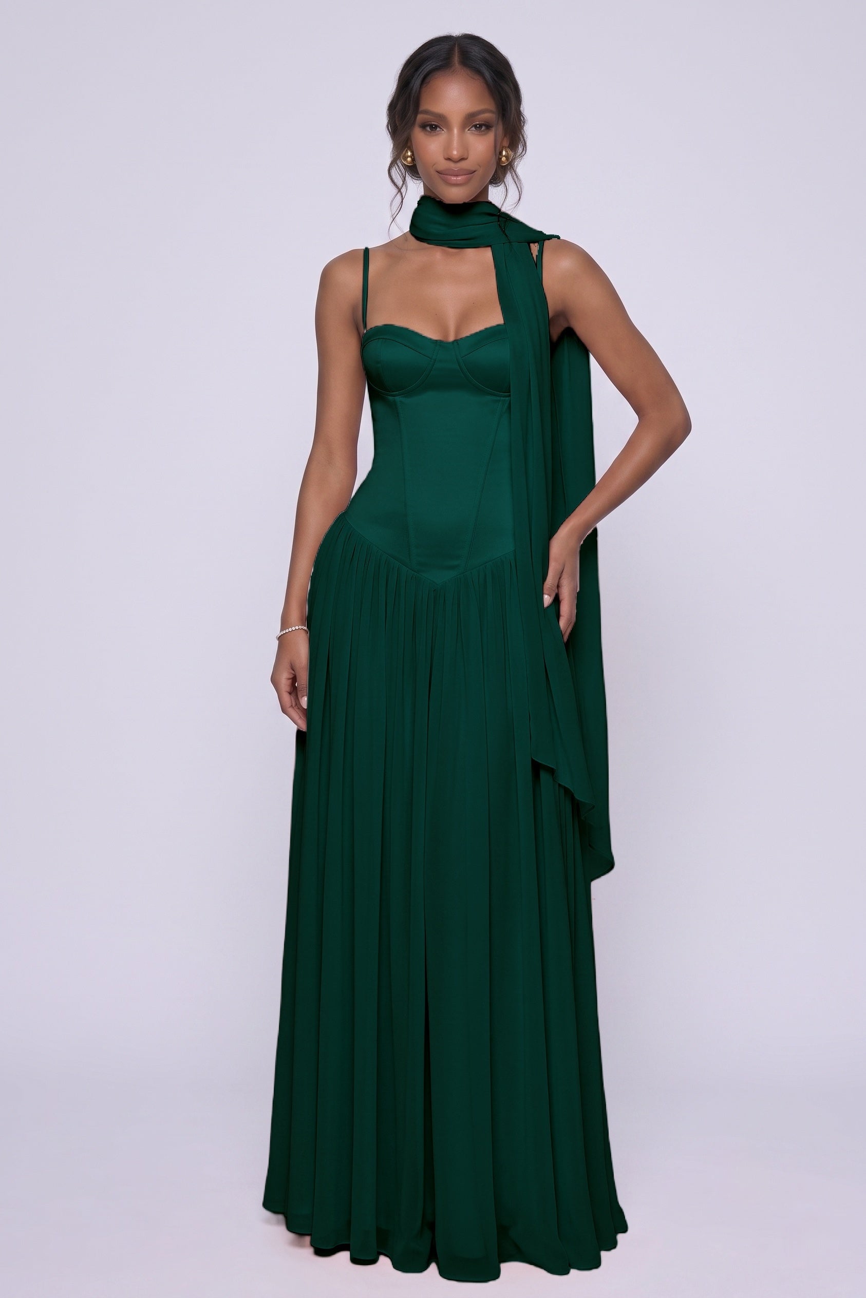A-Line Maxi Chiffon Wedding Guest Dress CG0343