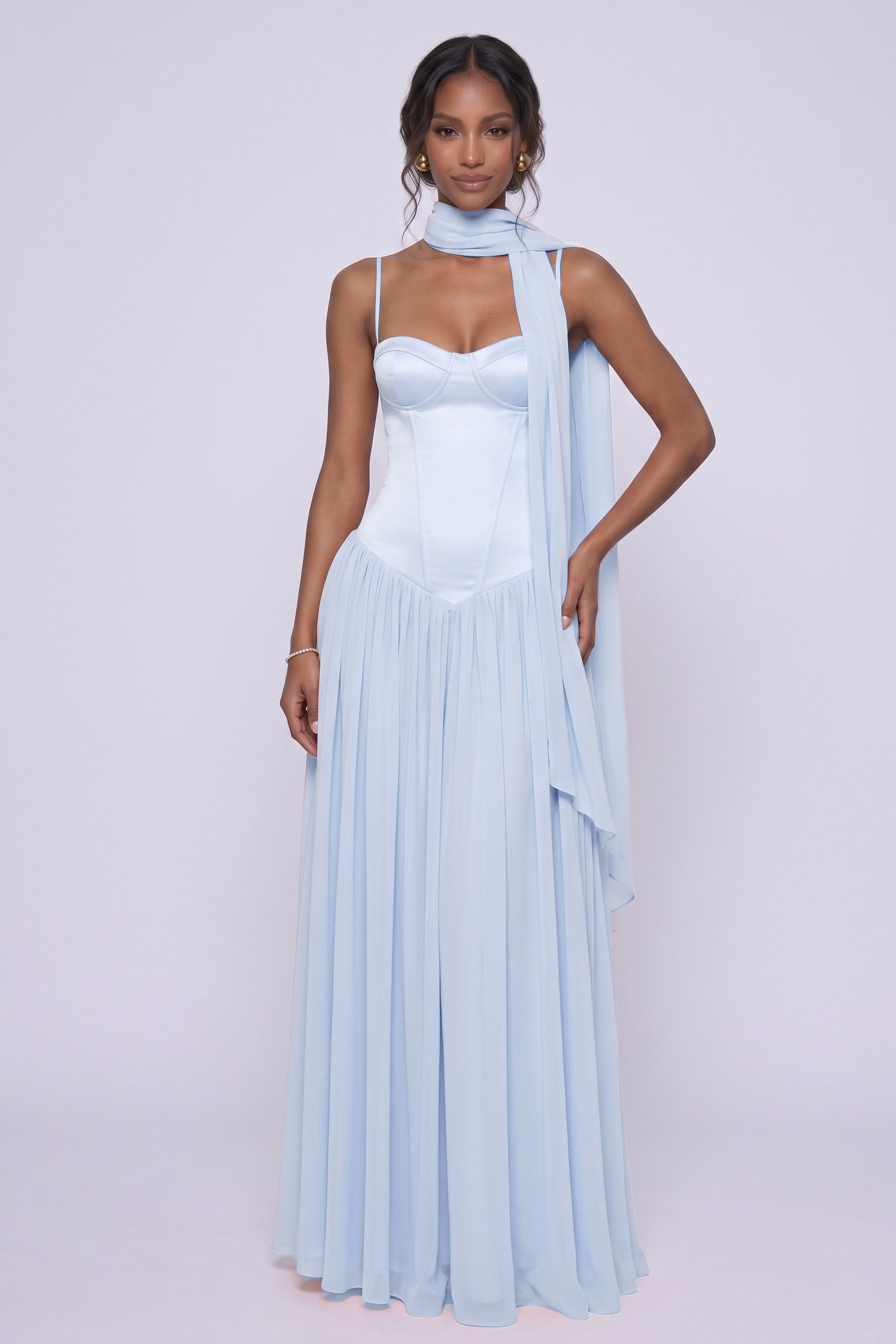 A-Line Maxi Chiffon Wedding Guest Dress CG0343
