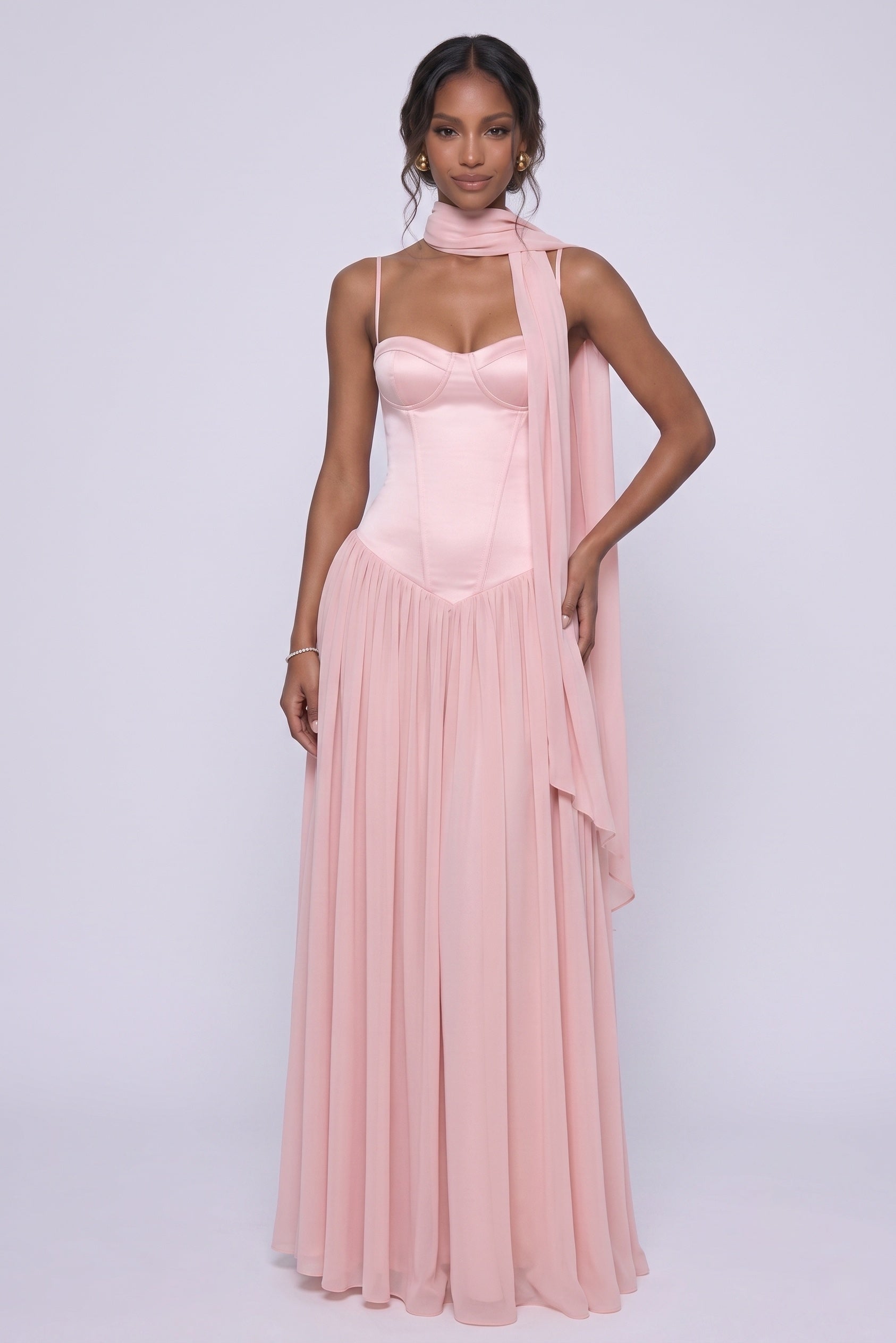 A-Line Maxi Chiffon Wedding Guest Dress CG0343