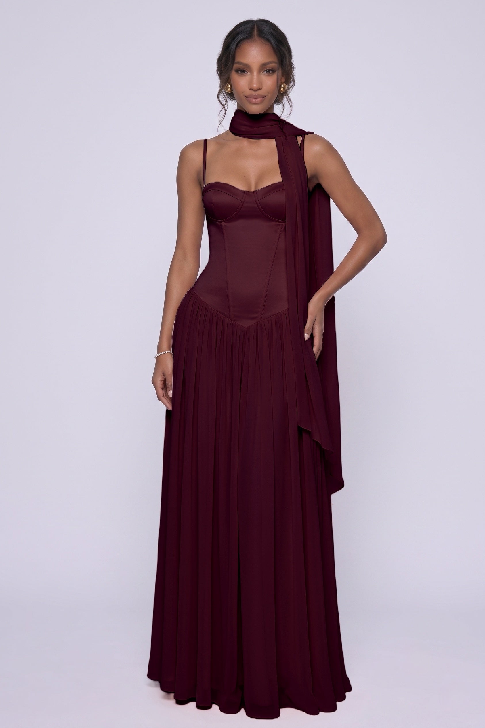 A-Line Maxi Chiffon Wedding Guest Dress CG0343