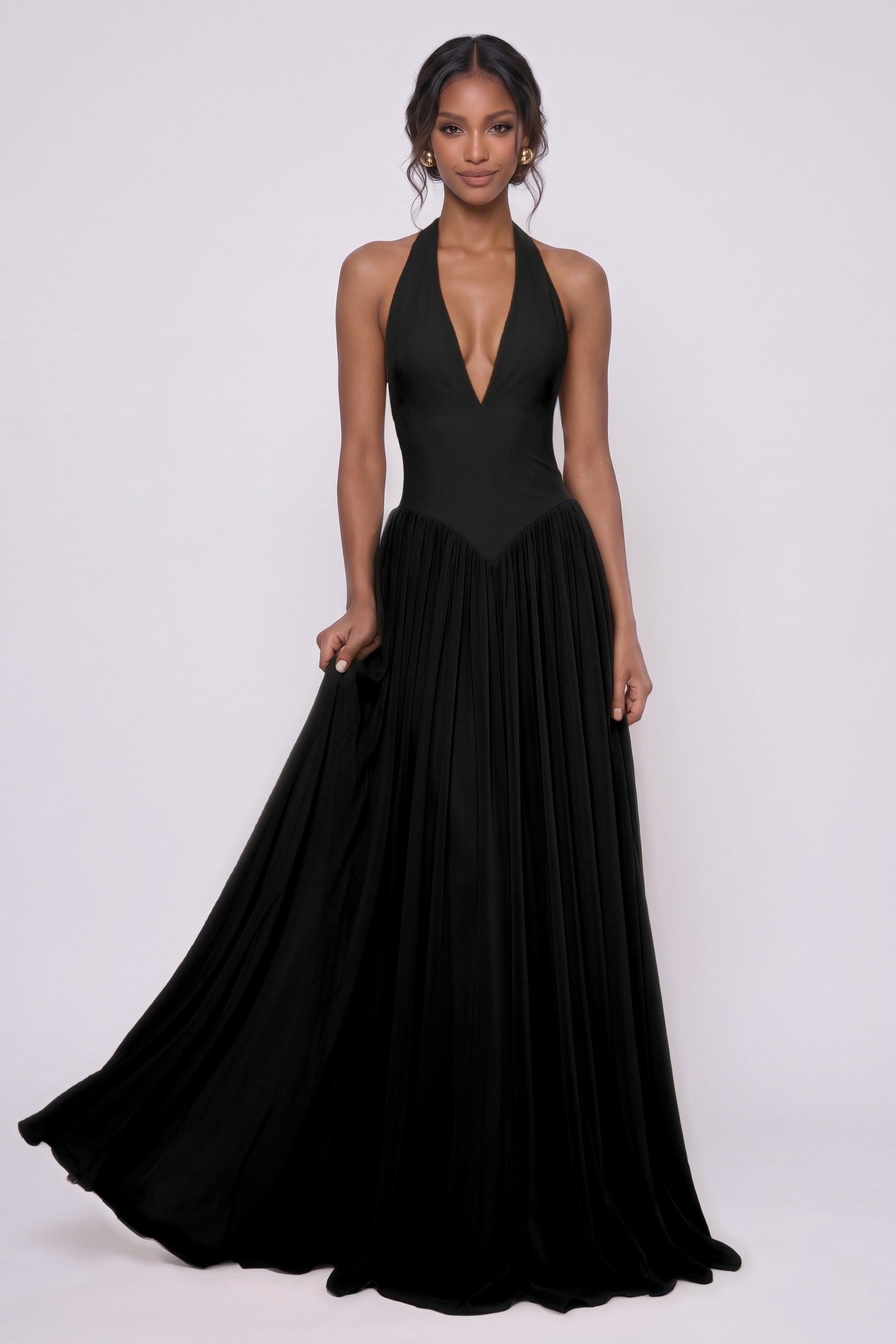 A-Line Floor-length Elastic Cloth Chiffon Wedding Guest Dress CG0344