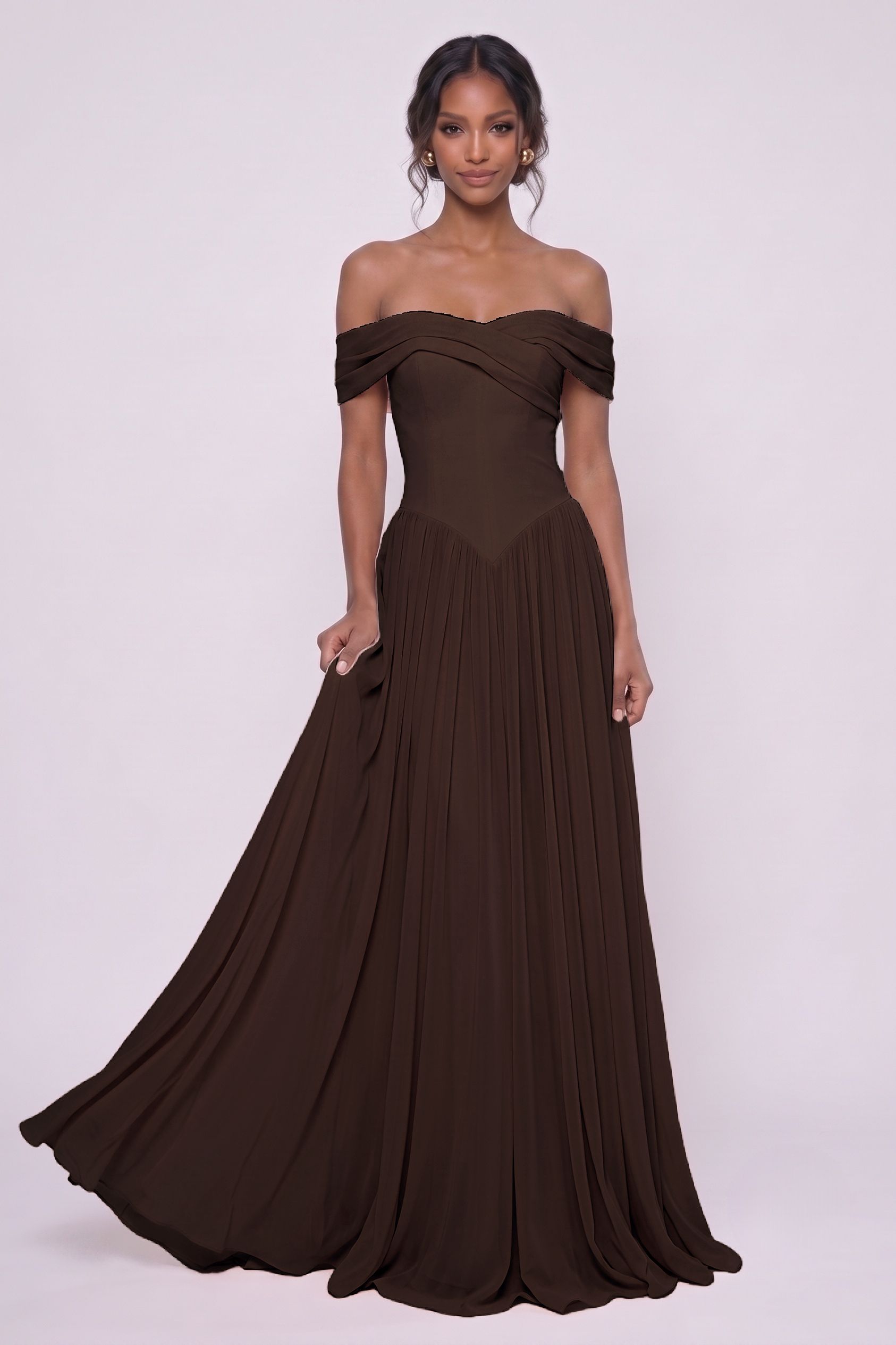 A-Line Maxi Chiffon Wedding Guest Dress CG0345