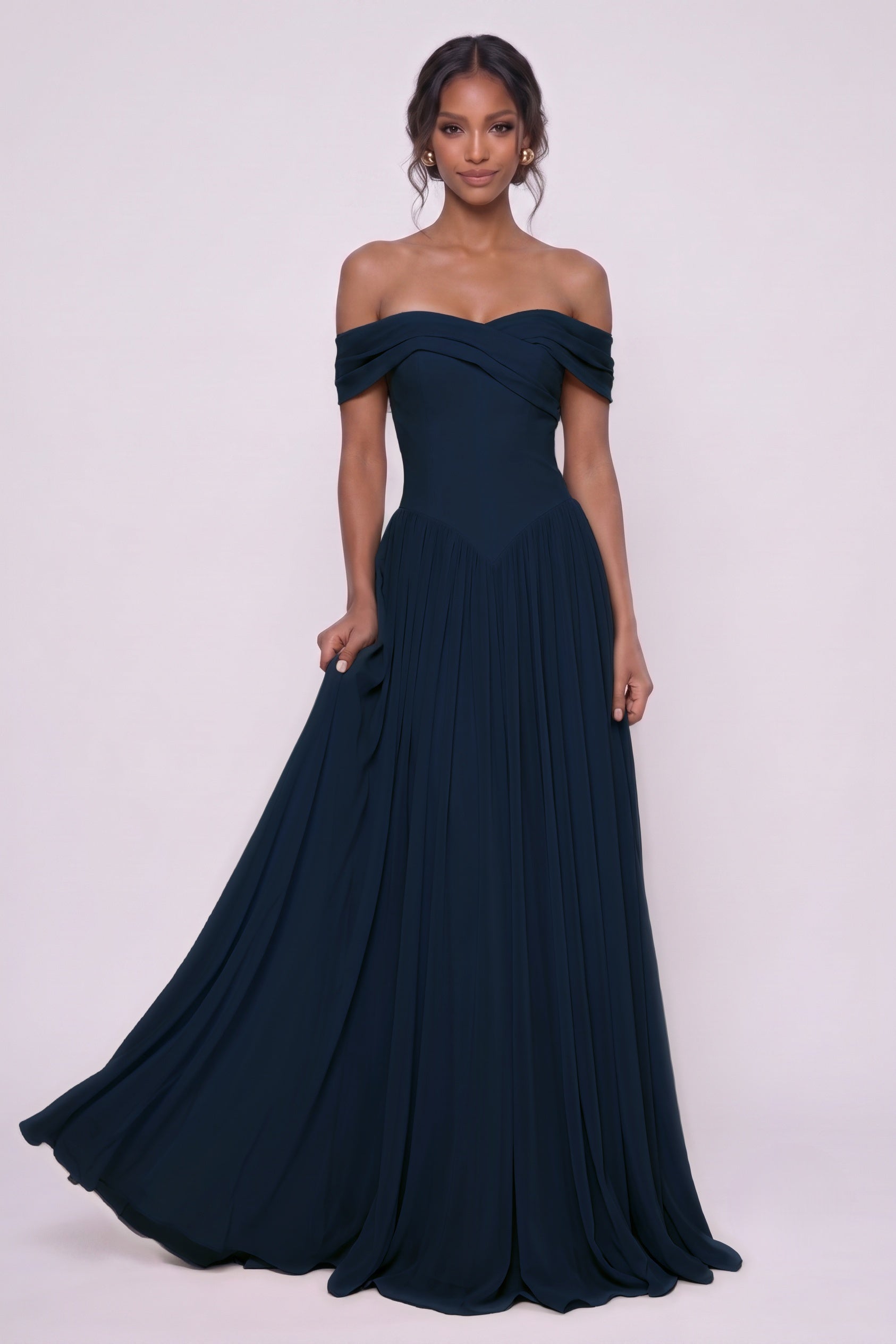 A-Line Maxi Chiffon Bridesmaid Dress CG0345BM