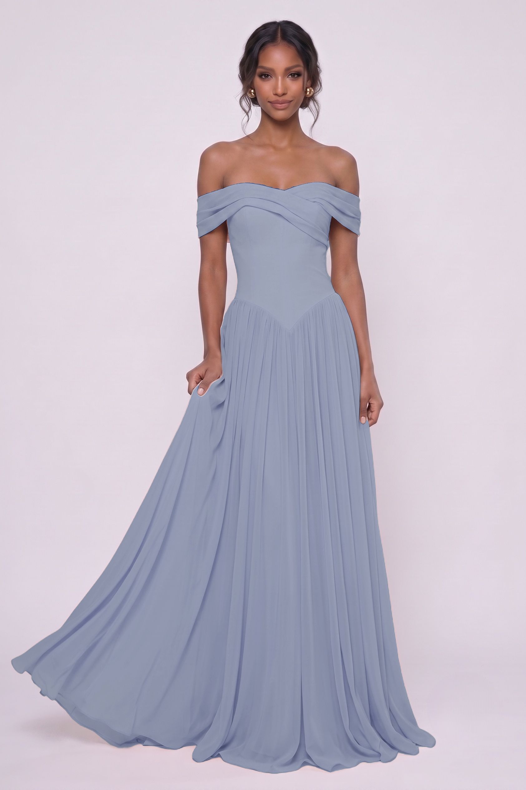 A-Line Maxi Chiffon Wedding Guest Dress CG0345
