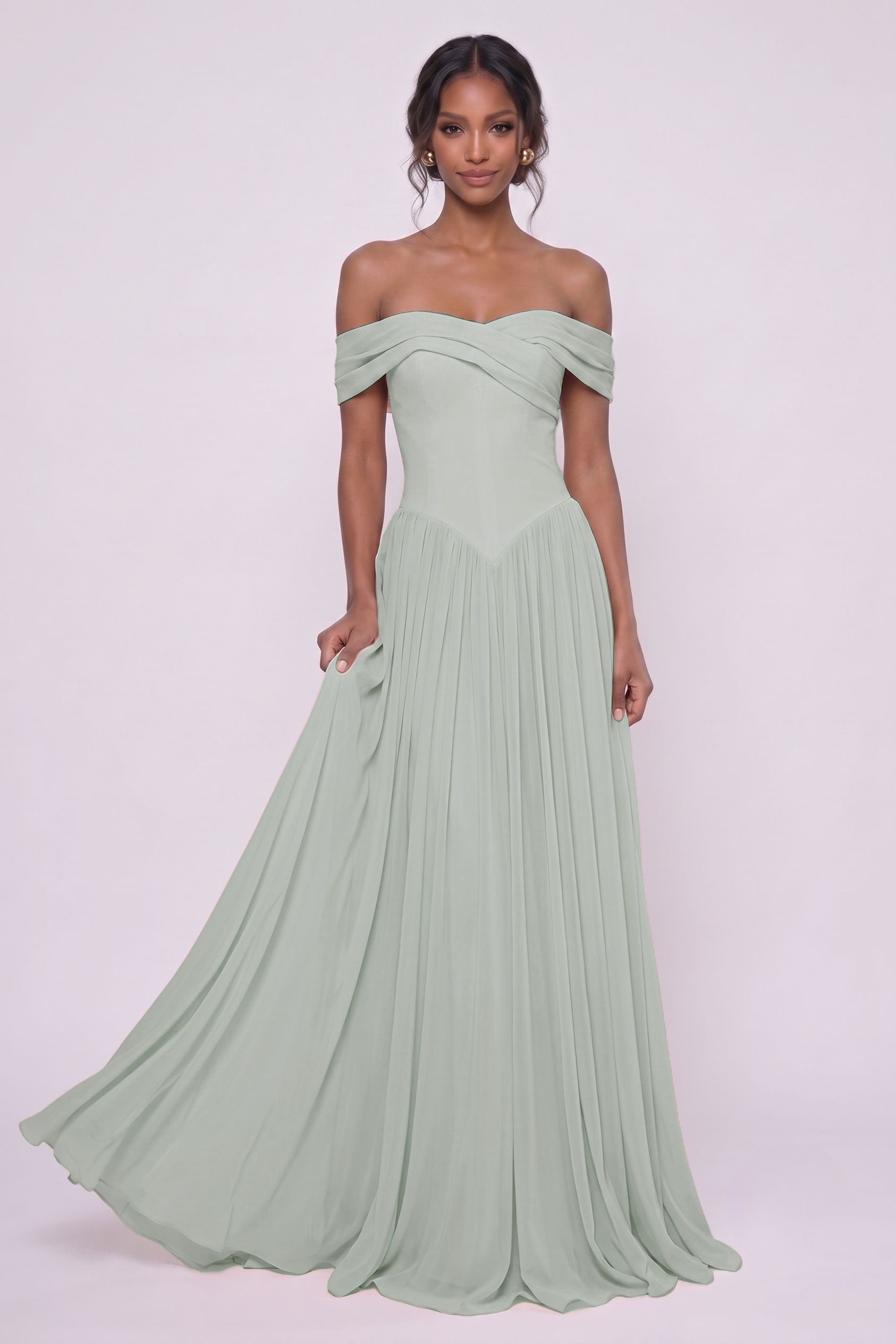 A-Line Maxi Chiffon Wedding Guest Dress CG0345