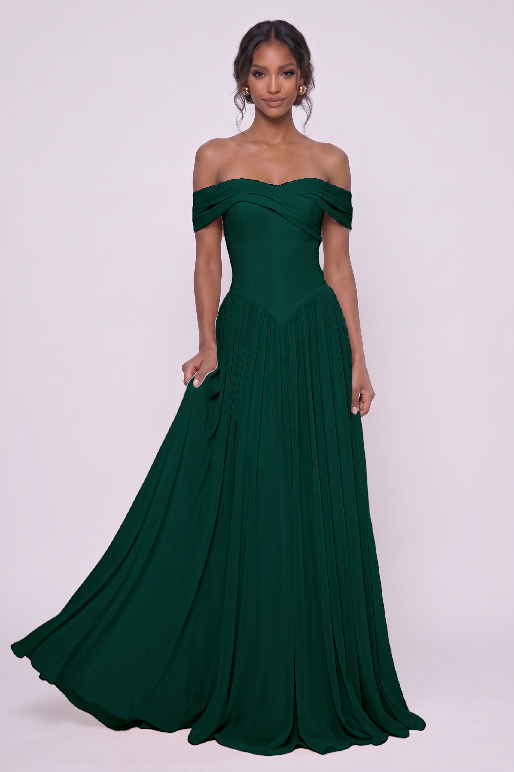 A-Line Maxi Chiffon Wedding Guest Dress CG0345