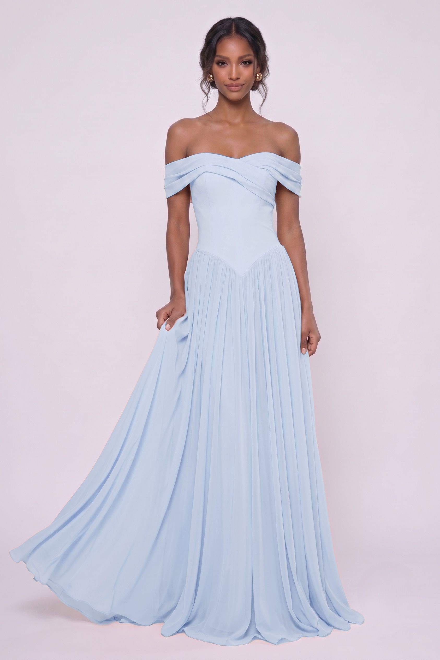 A-Line Maxi Chiffon Wedding Guest Dress CG0345