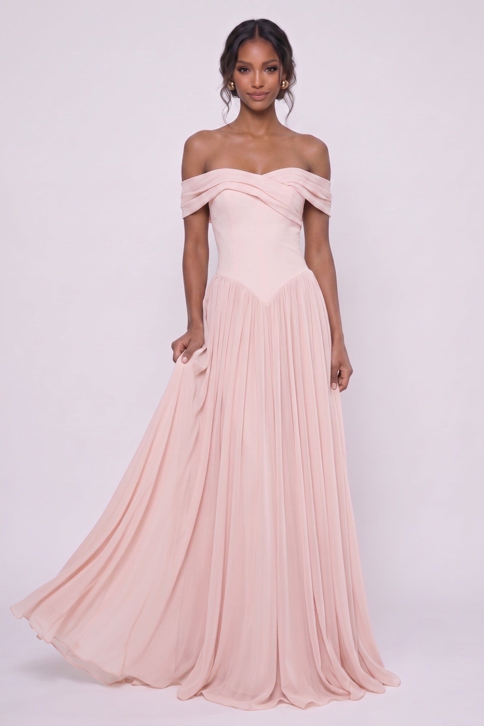 A-Line Maxi Chiffon Wedding Guest Dress CG0345