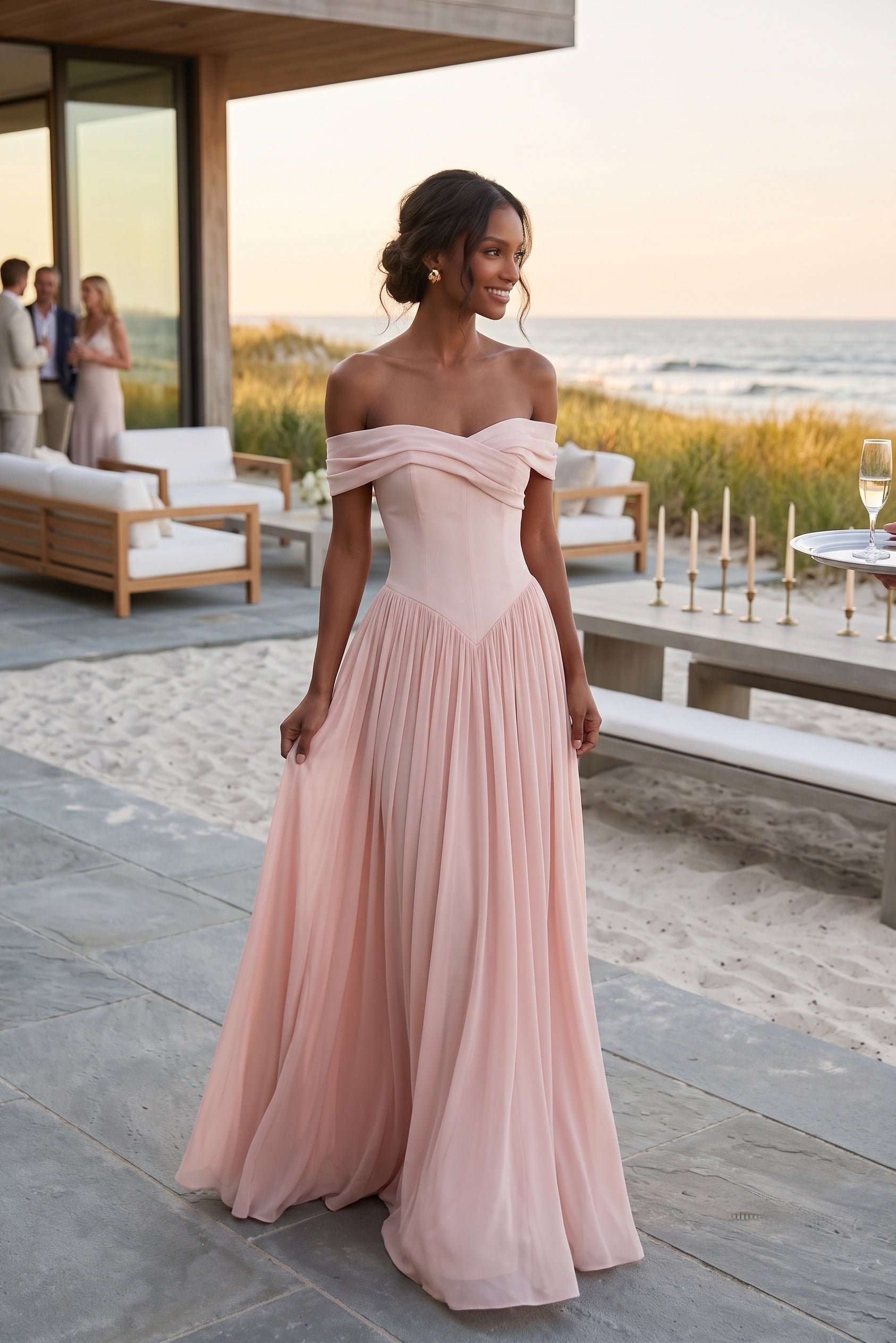 A-Line Maxi Chiffon Wedding Guest Dress CG0345