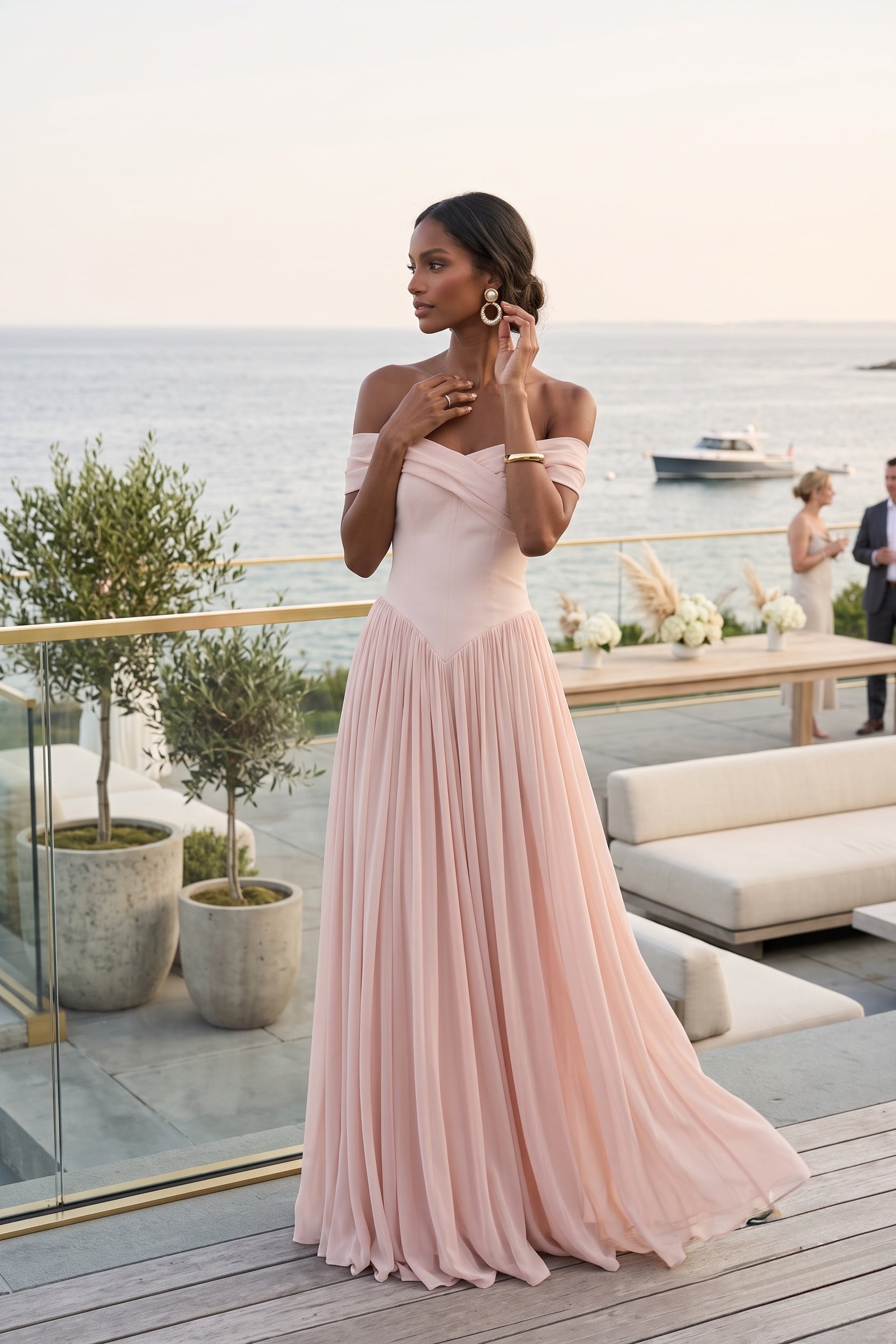A-Line Maxi Chiffon Bridesmaid Dress CG0345BM