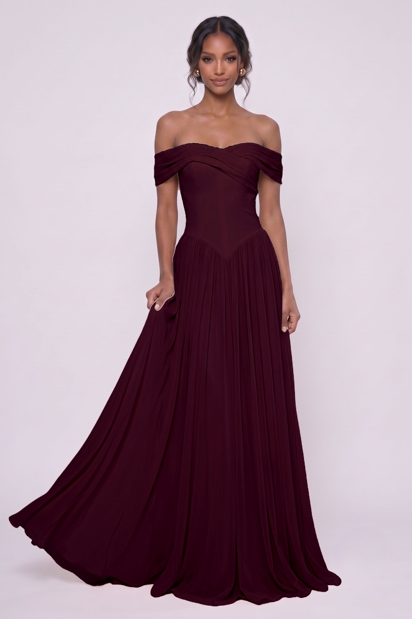 A-Line Maxi Chiffon Wedding Guest Dress CG0345
