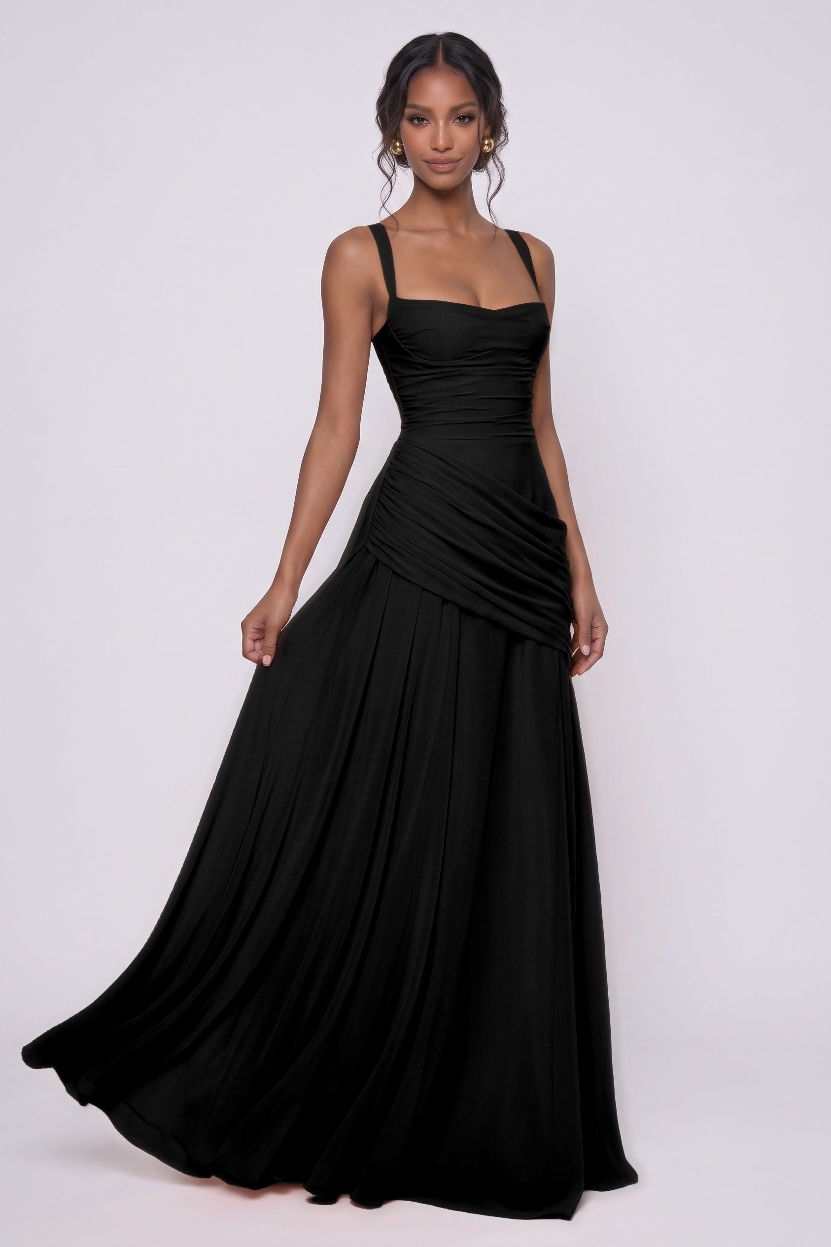Sheath-Column Maxi Chiffon Wedding Guest Dress CG0346