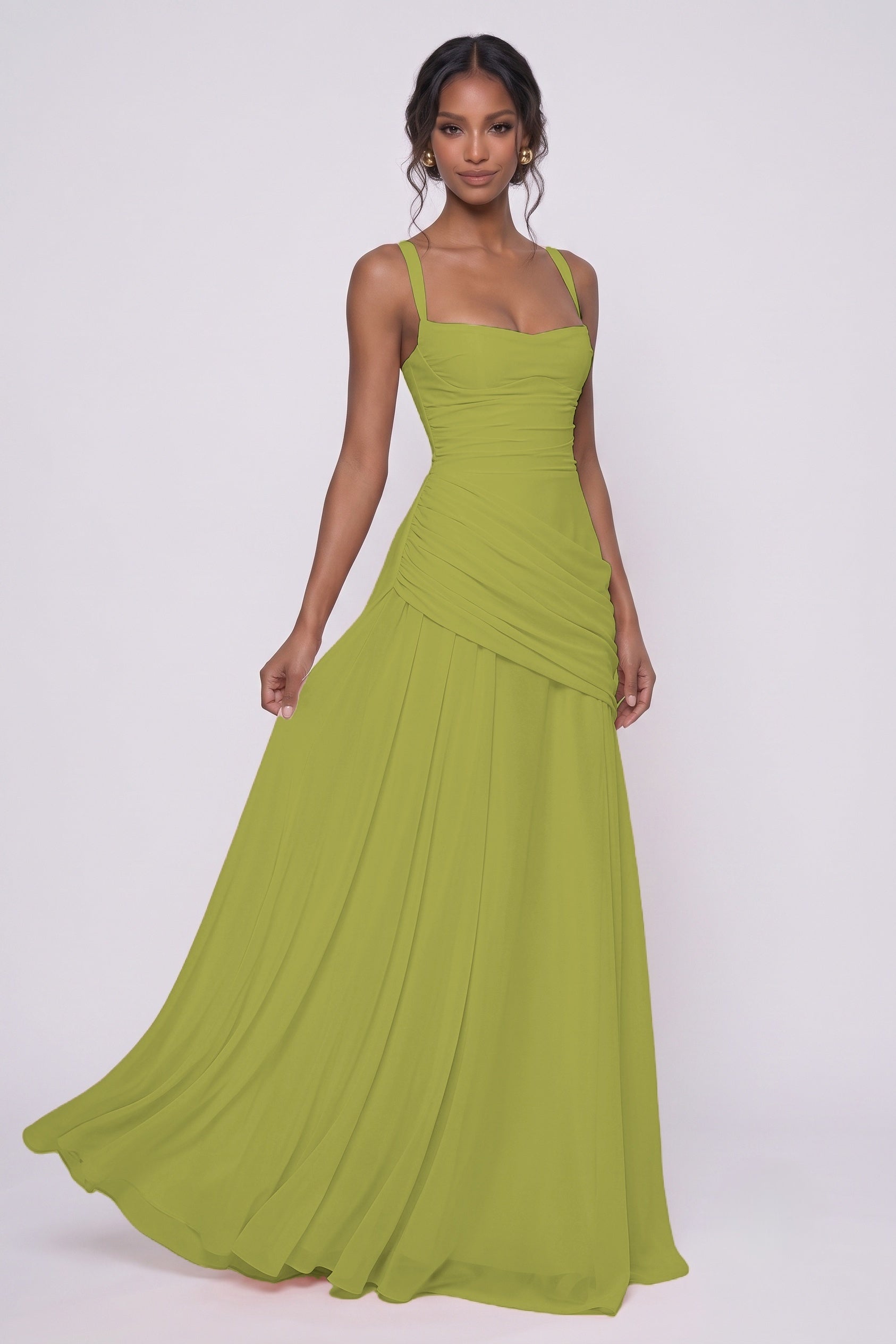 Sheath-Column Maxi Chiffon Wedding Guest Dress CG0346