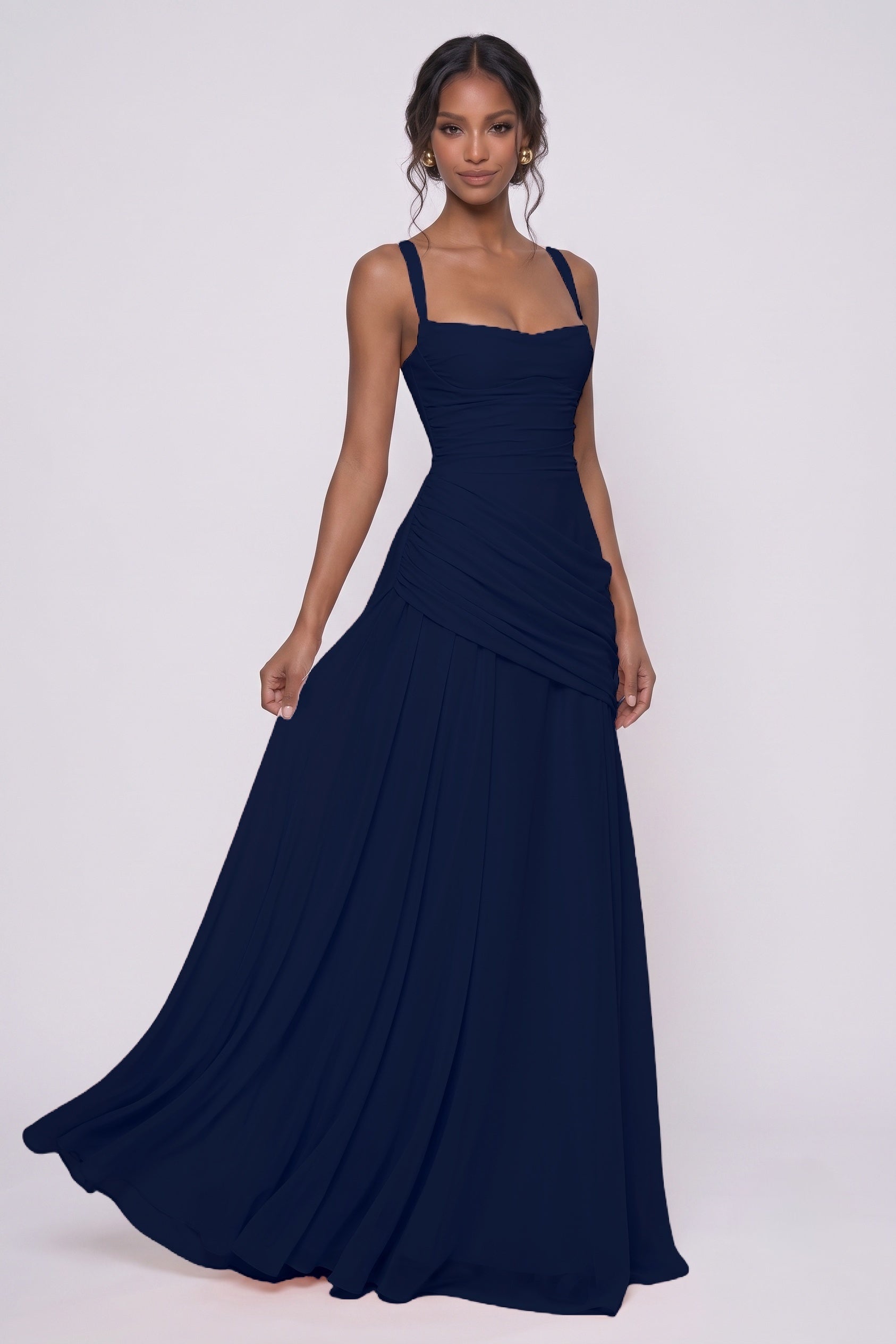 Sheath-Column Maxi Chiffon Wedding Guest Dress CG0346
