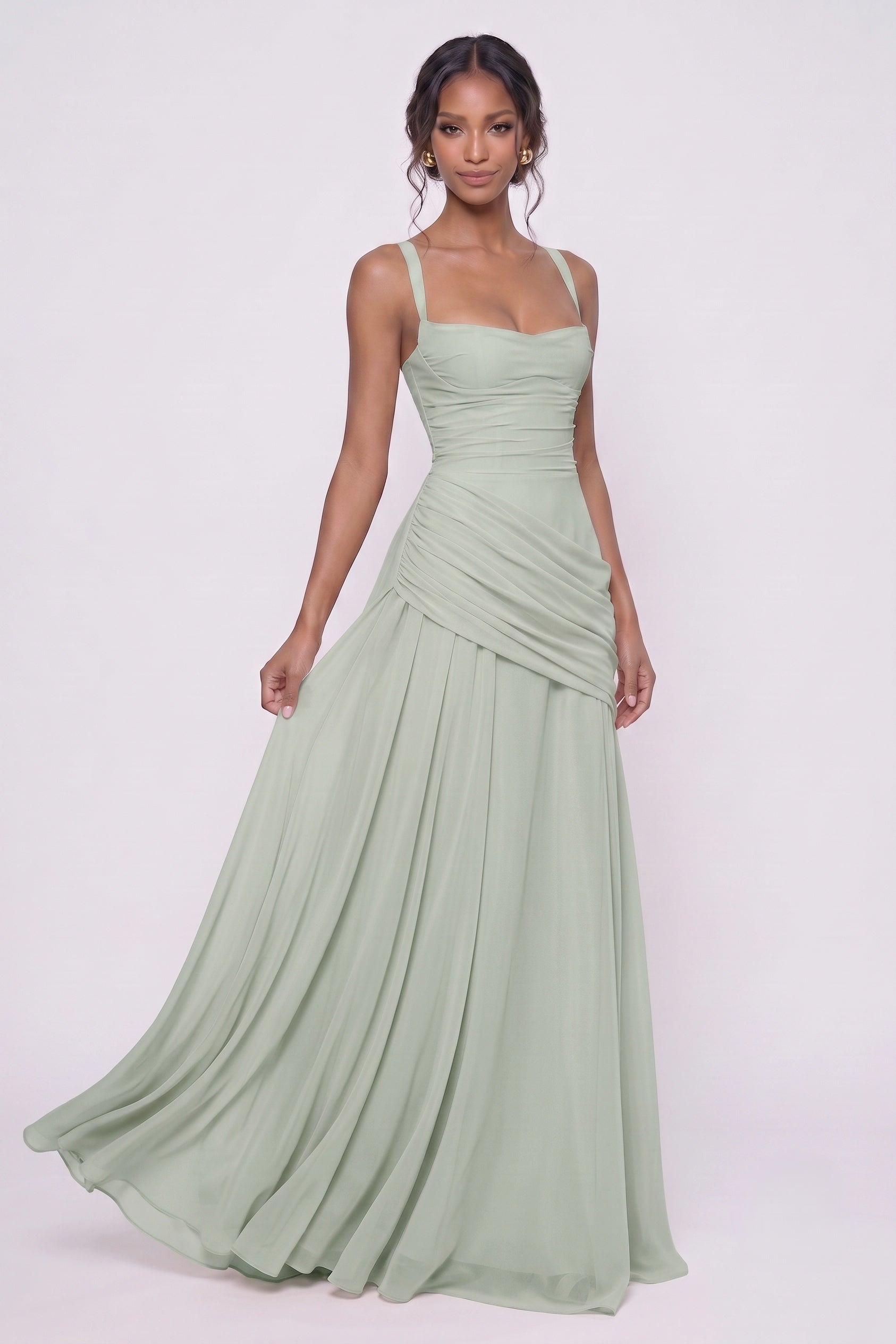 Sheath-Column Maxi Chiffon Wedding Guest Dress CG0346