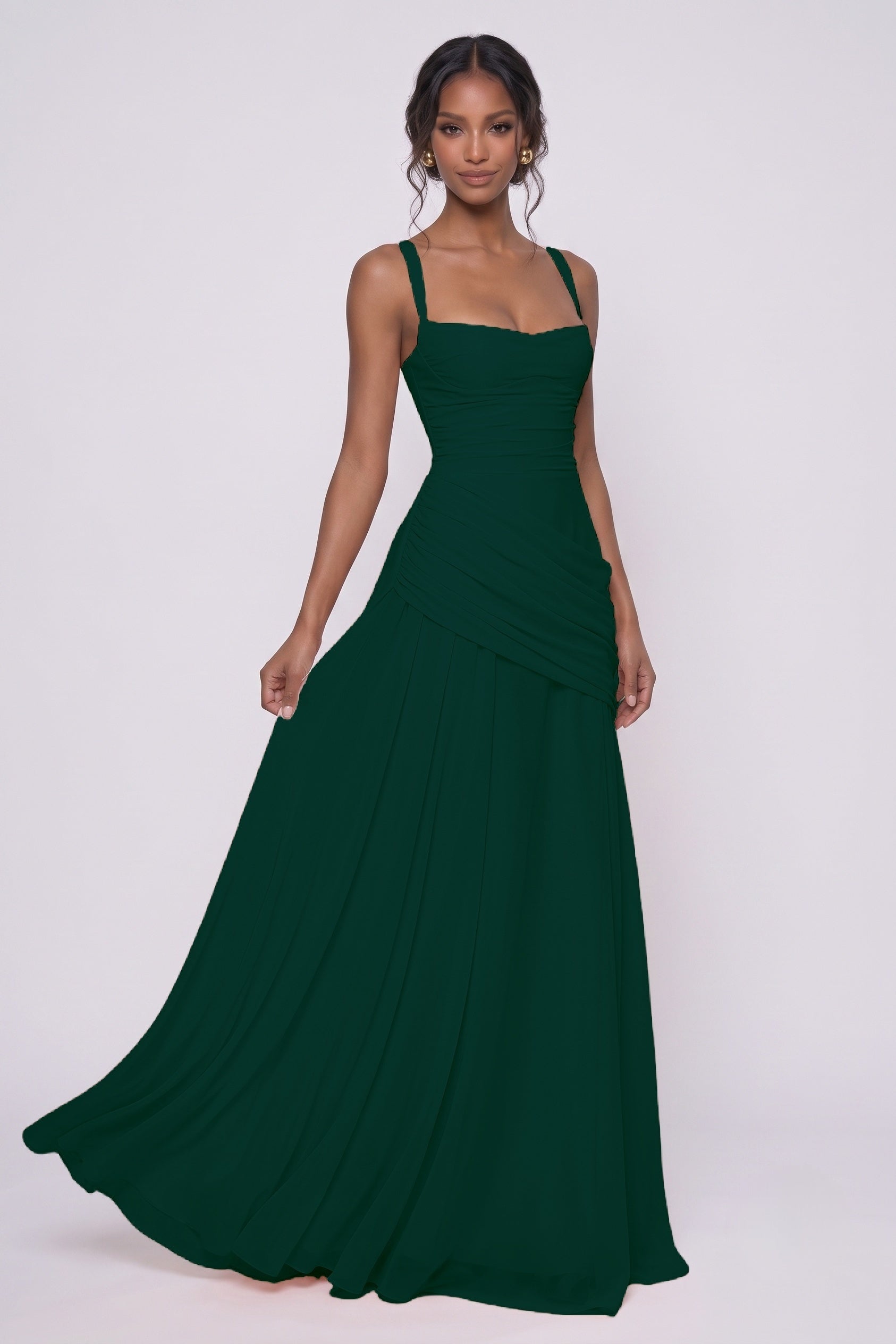Sheath-Column Maxi Chiffon Wedding Guest Dress CG0346