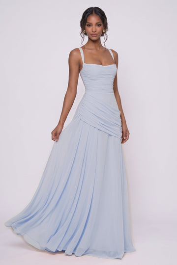 Sheath-Column Maxi Chiffon Bridesmaid Dress CG0346BM