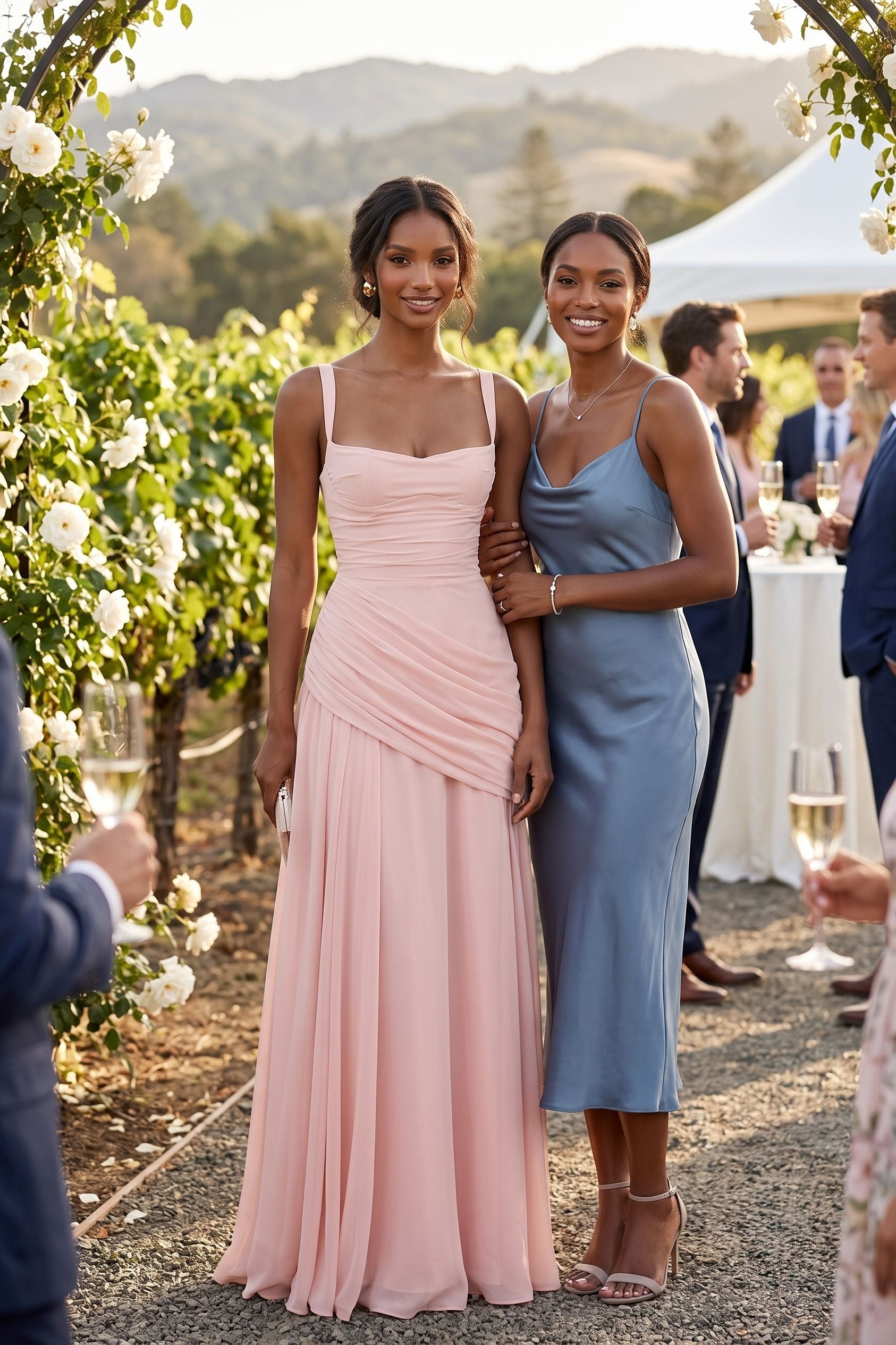 Sheath-Column Maxi Chiffon Wedding Guest Dress CG0346